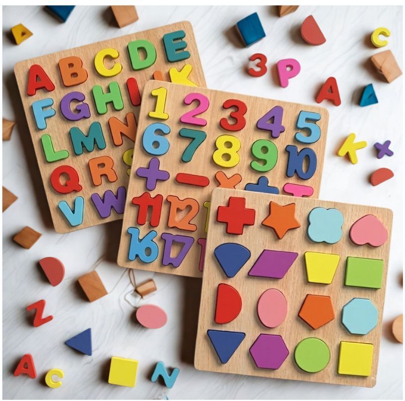 beauty bright 3in1 Wooden Alphabet Number Shape Learning Puzzel Board Set WD-194-picture-12