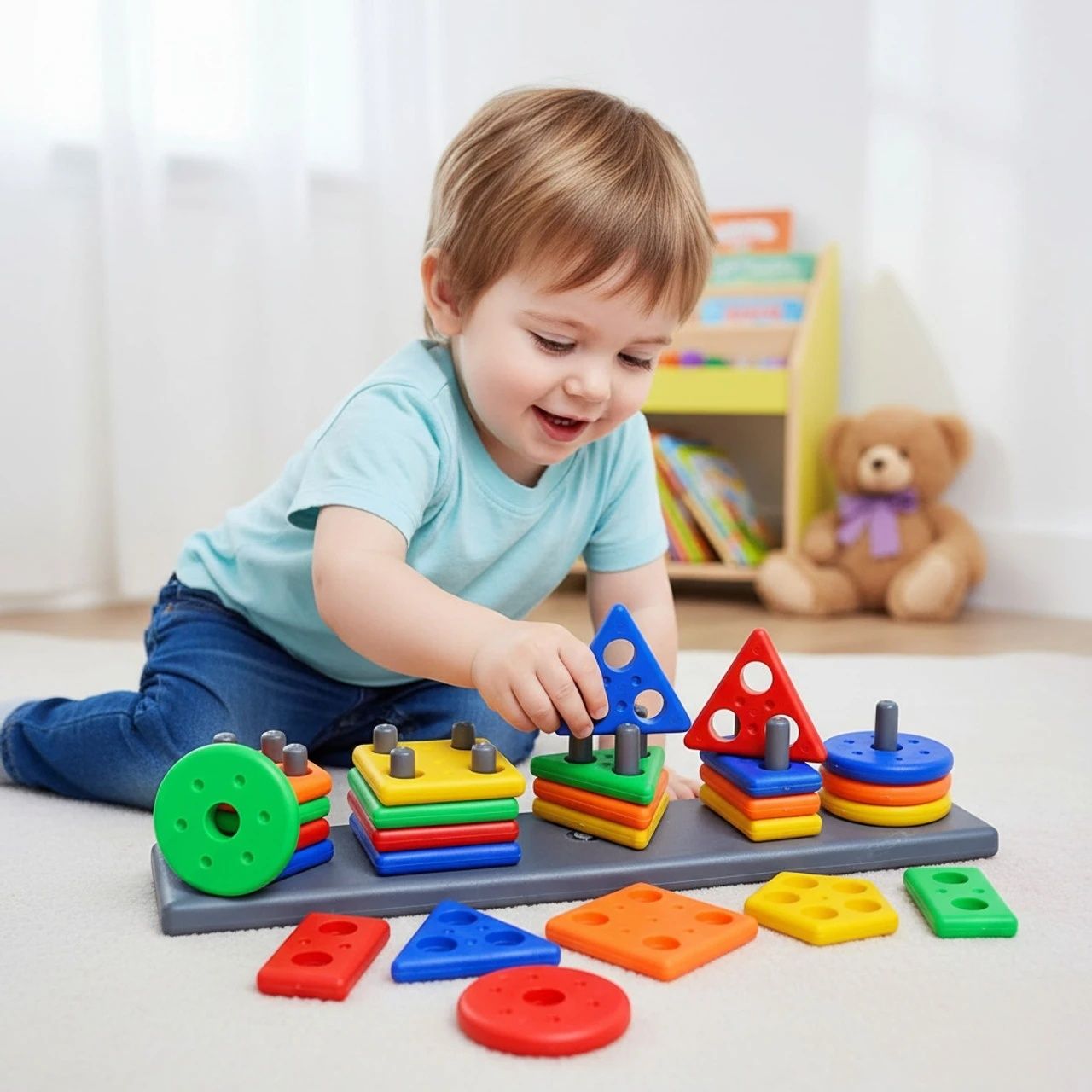 pahal Geometry Shape & color Sorter Puzzle Board preschool activity toys for kids-picture-22