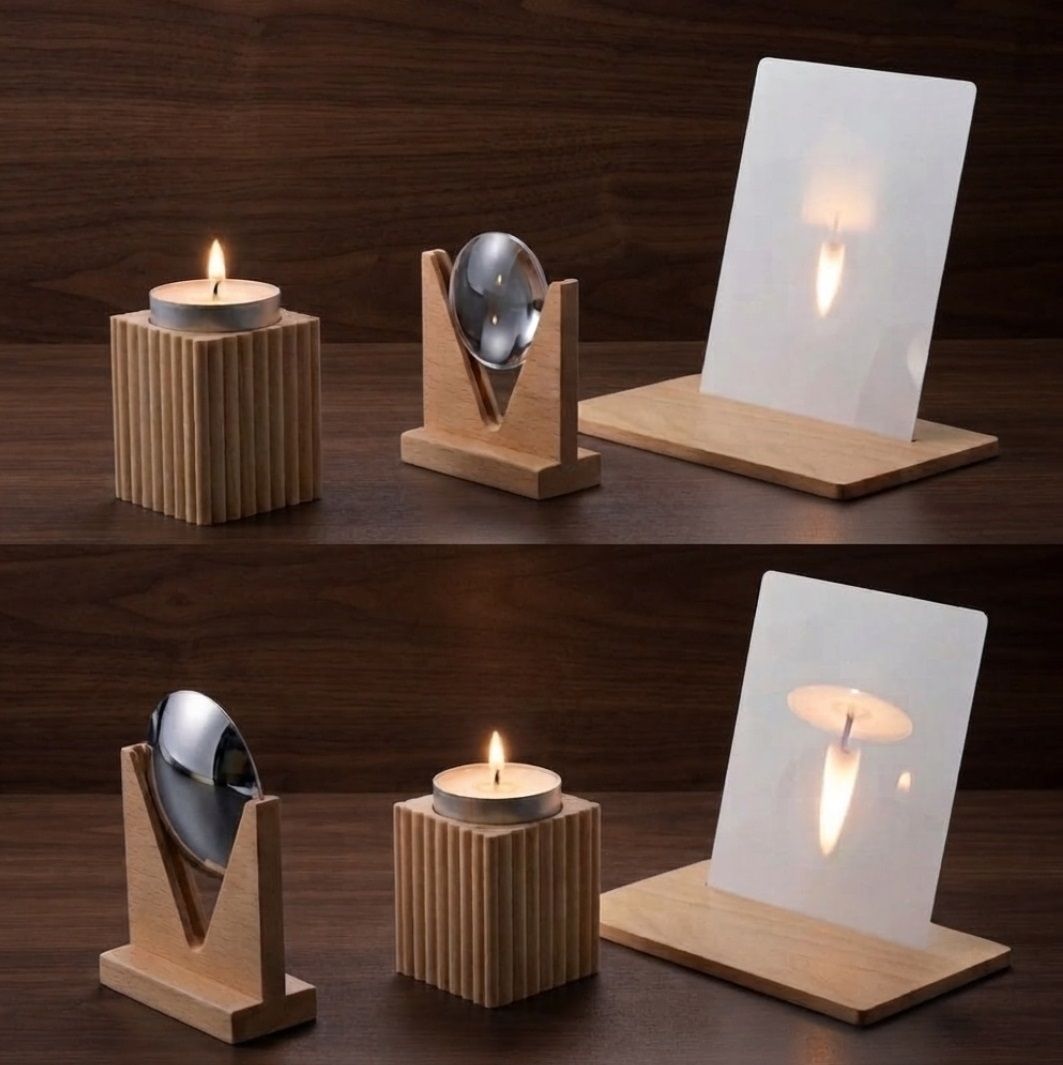 erhindia Physics 2 Inch Convex Lens and Concave Mirror Candle Experiment -20cm Focal Kit-picture-11