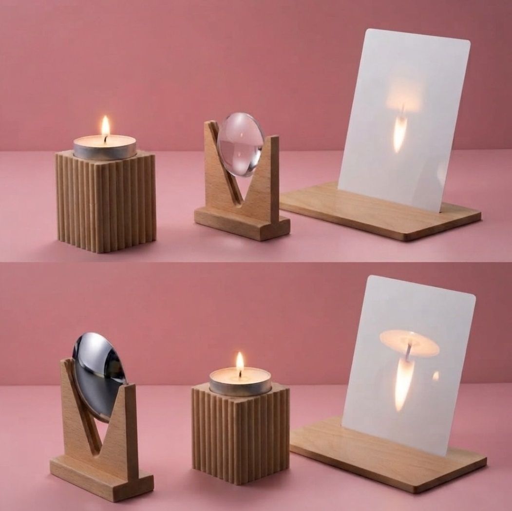 erhindia DIY 2 Inch Convex Lens & Concave Mirror Candle Experiment Kit Focal Length -10cm-picture-0