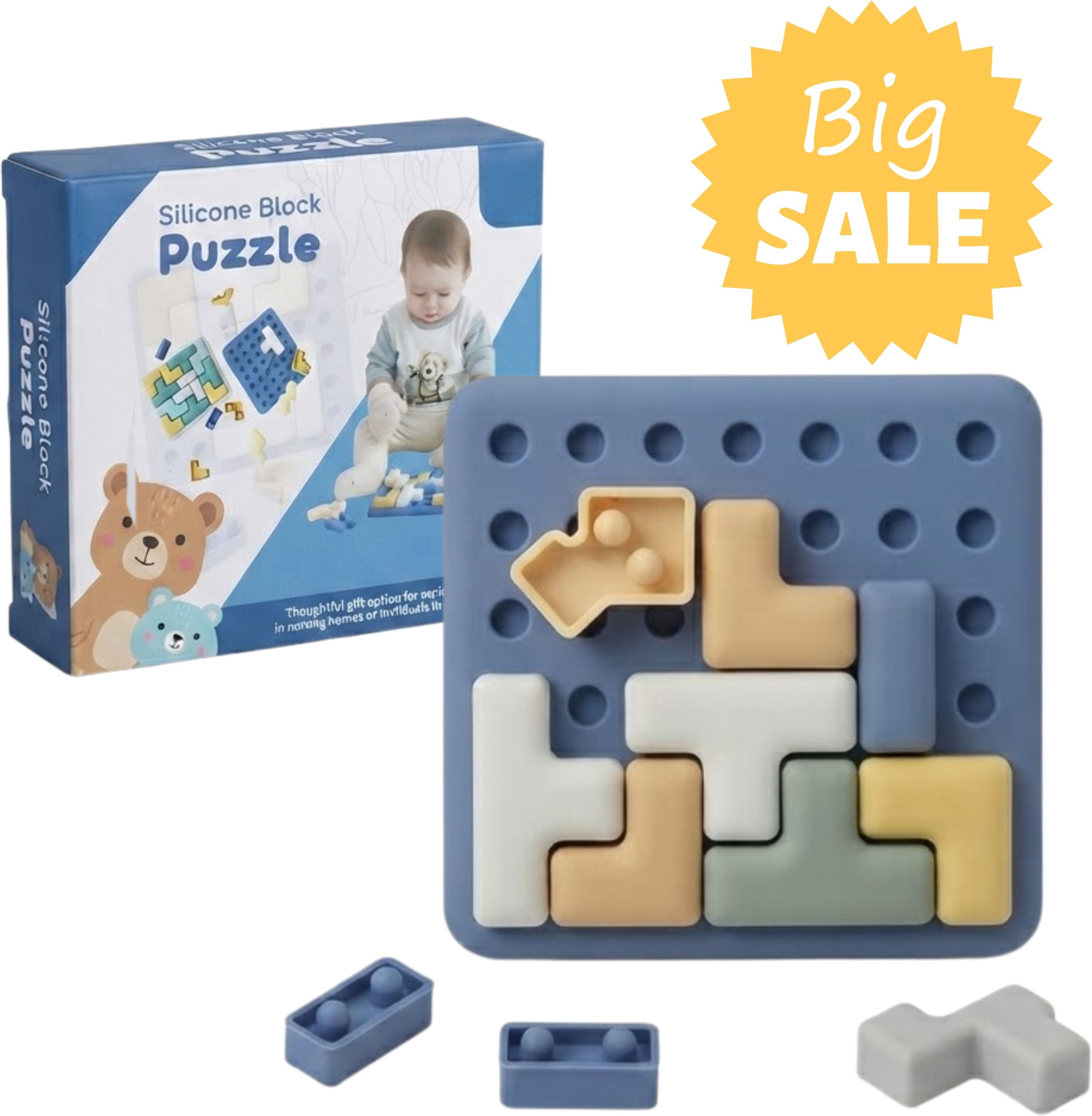 glenston Silicone Block Puzzle Shape Matching STEM Educational Learning Activity Toy-picture-19