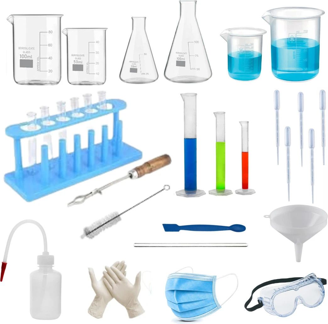 Chemistry Lab 30 Pcs Kit - Beaker, Flasks, Cylinders, Test Tubes Etc.