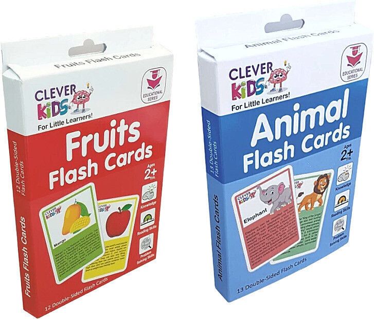 2 in 1 Flash Cards, Animal & Fruits, 25 Cards for Kids Birthday/Return Gift-image-5