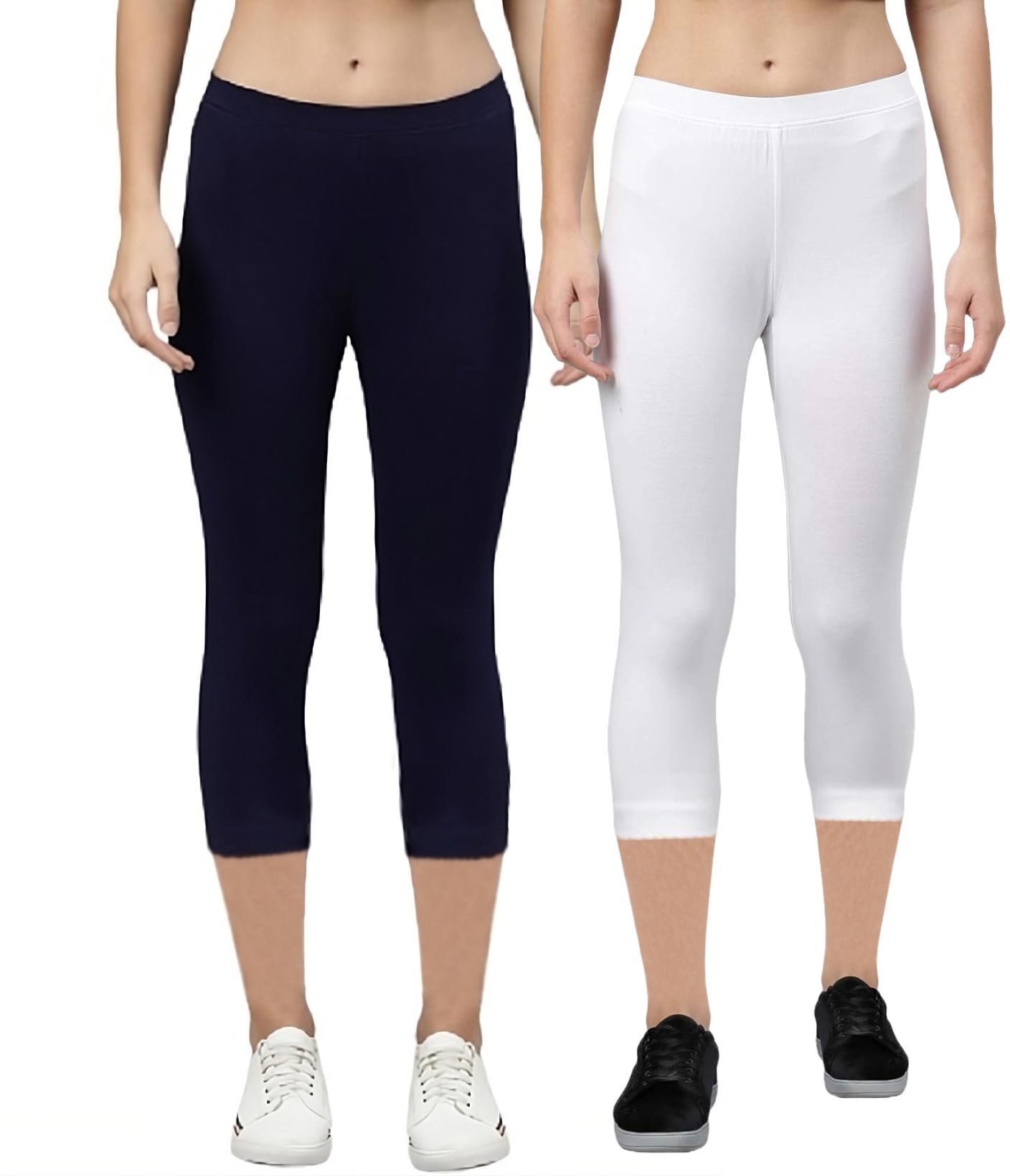 rocksy 3/4th Capri leggings Women White, Dark Blue Capri-picture-10