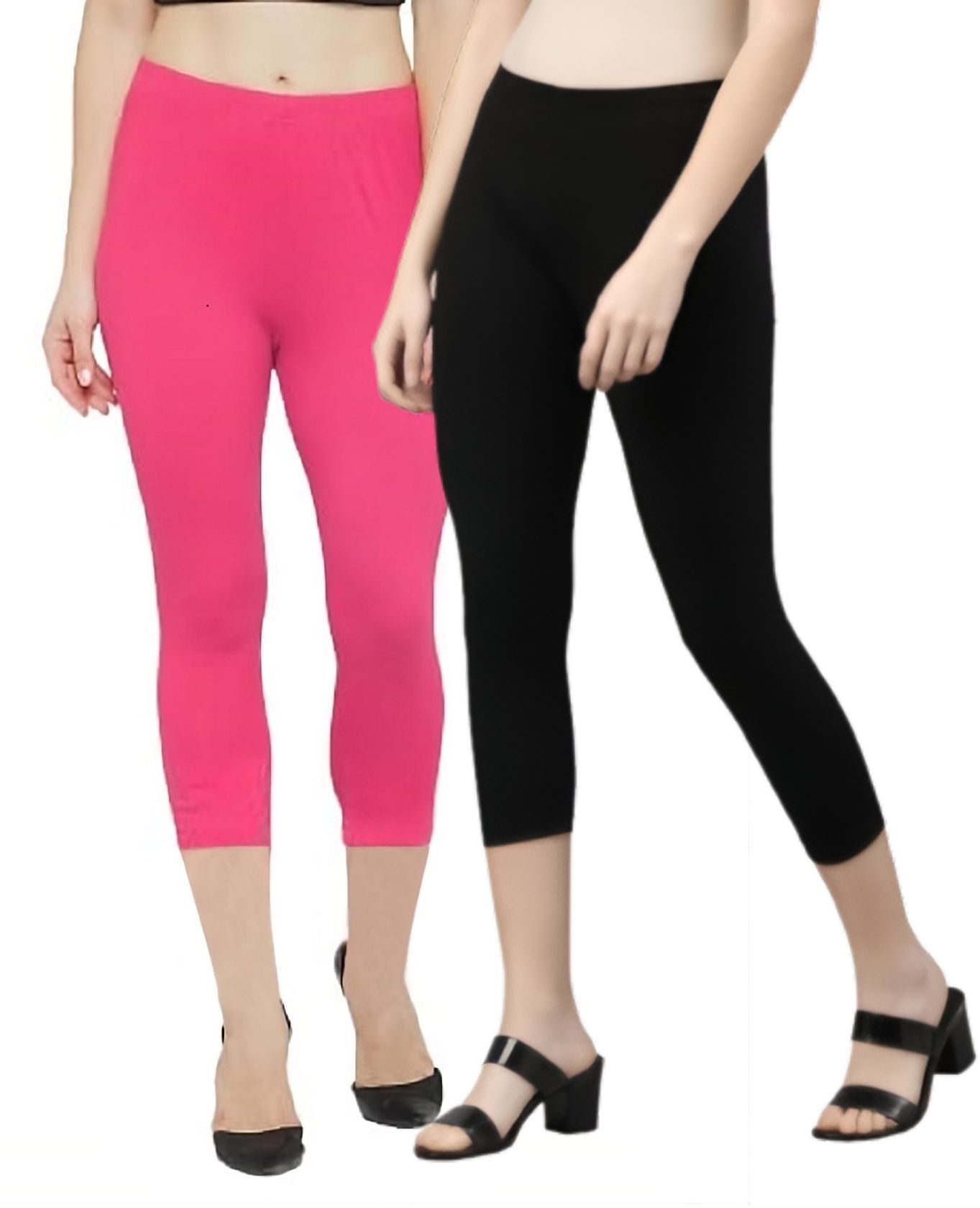 rocksy 3/4th Capri leggings Women Black, Pink Capri-picture-14
