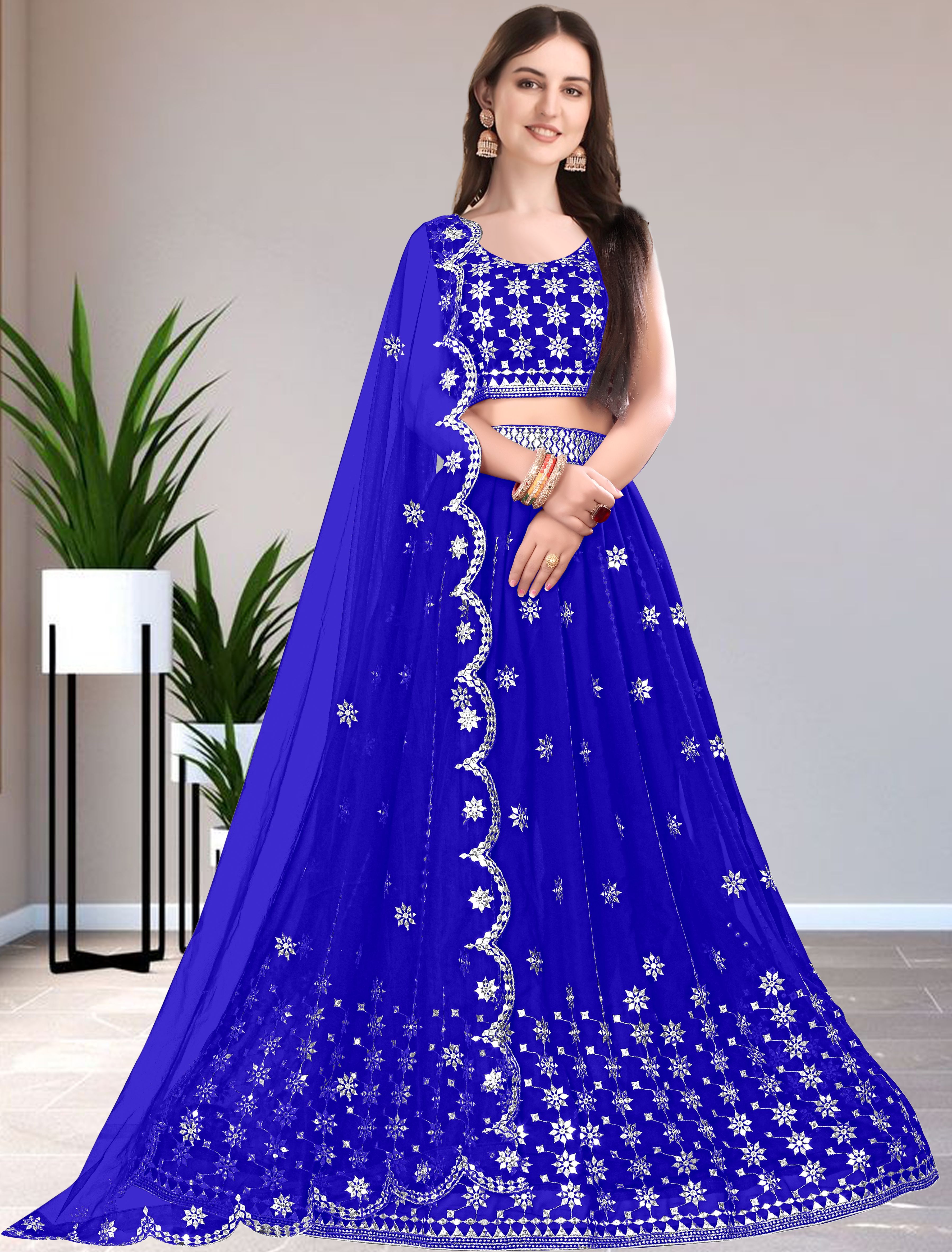 Embroidered Semi Stitched Lehenga Choli