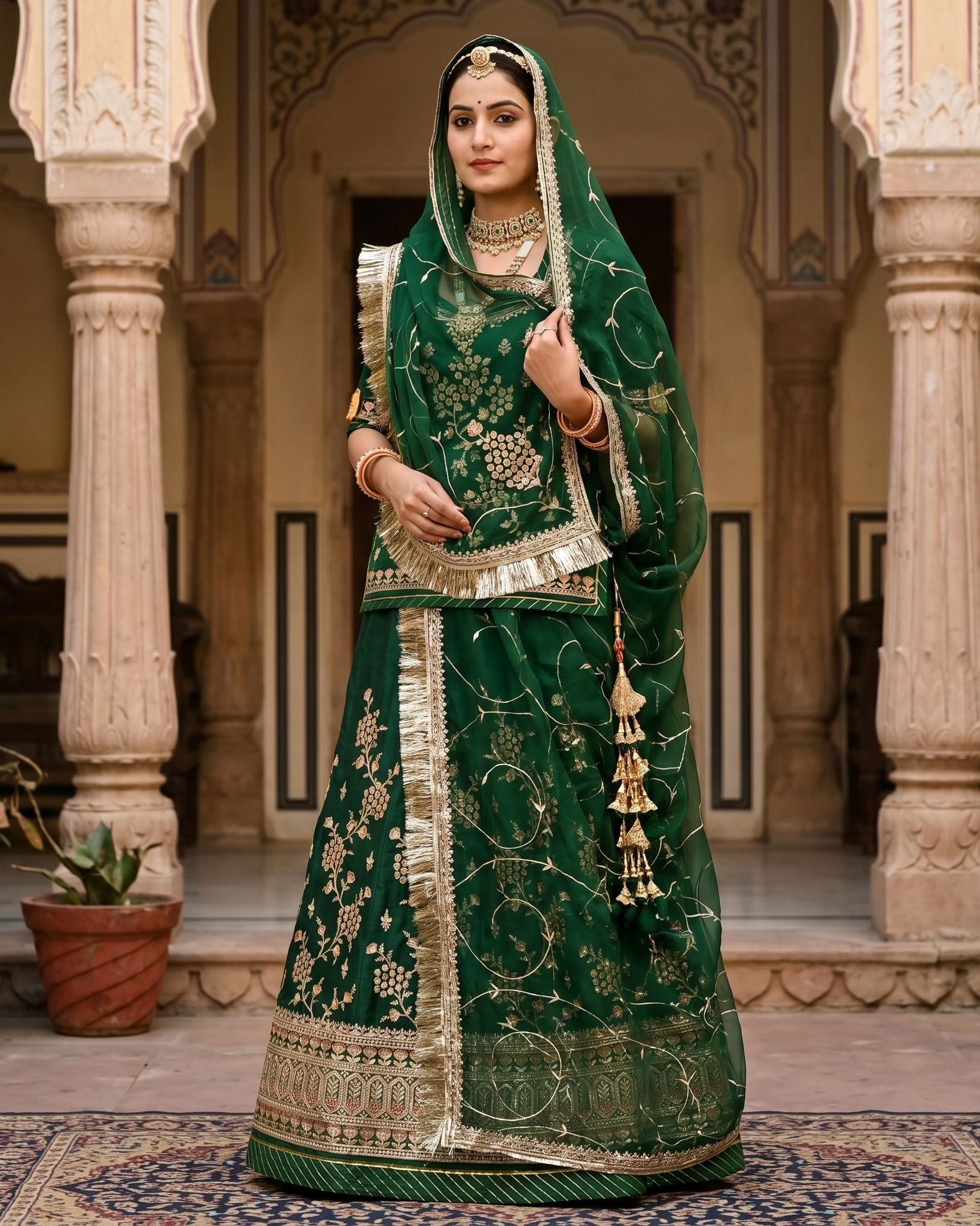 mantushti Embroidered Semi Stitched Rajputi Poshak-picture-20