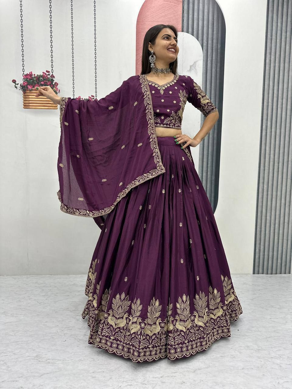 ethnicset Embroidered Semi Stitched Lehenga Choli-picture-22