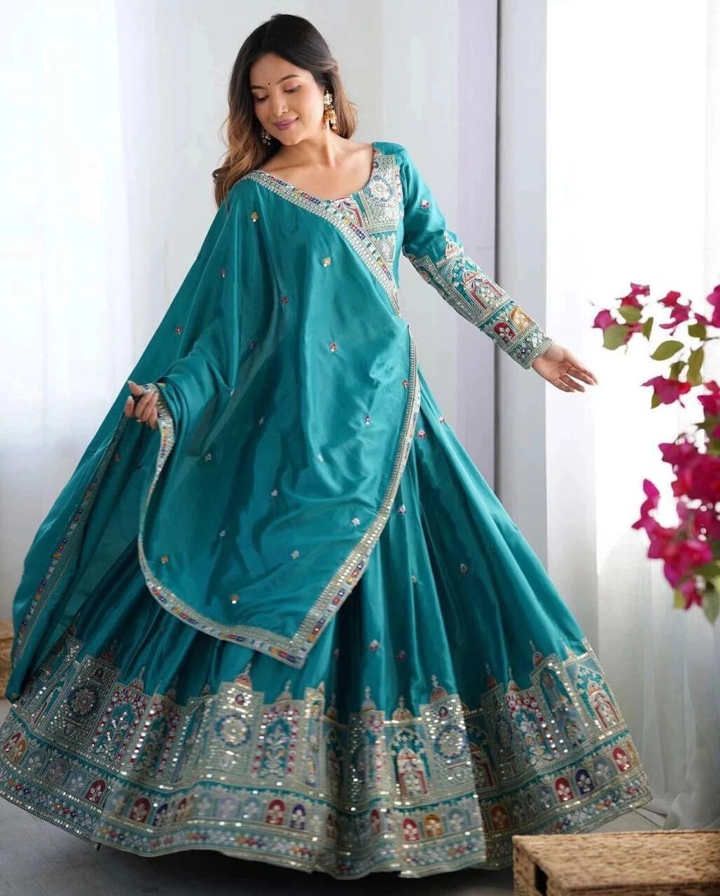 folkshwear 21 Embroidered Semi Stitched Lehenga Choli-picture-17