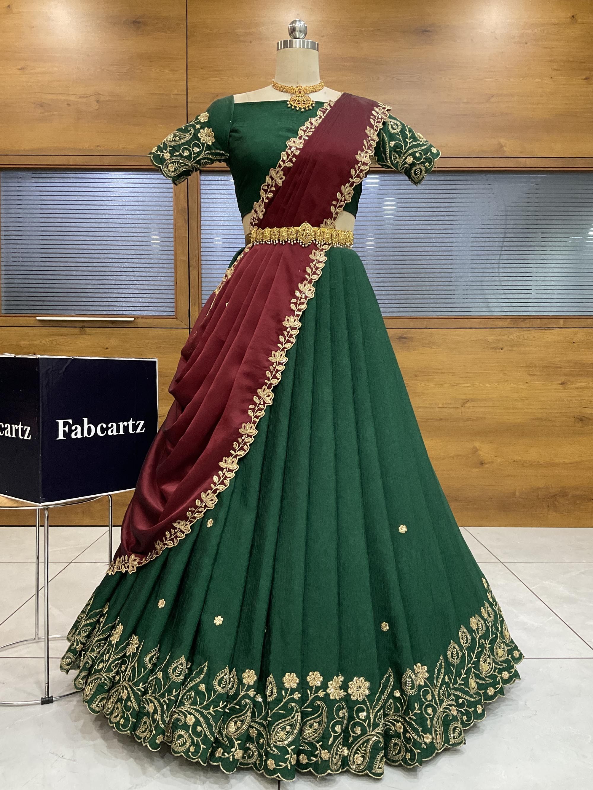 fabcartz Solid Semi Stitched Lehenga Choli-picture-34
