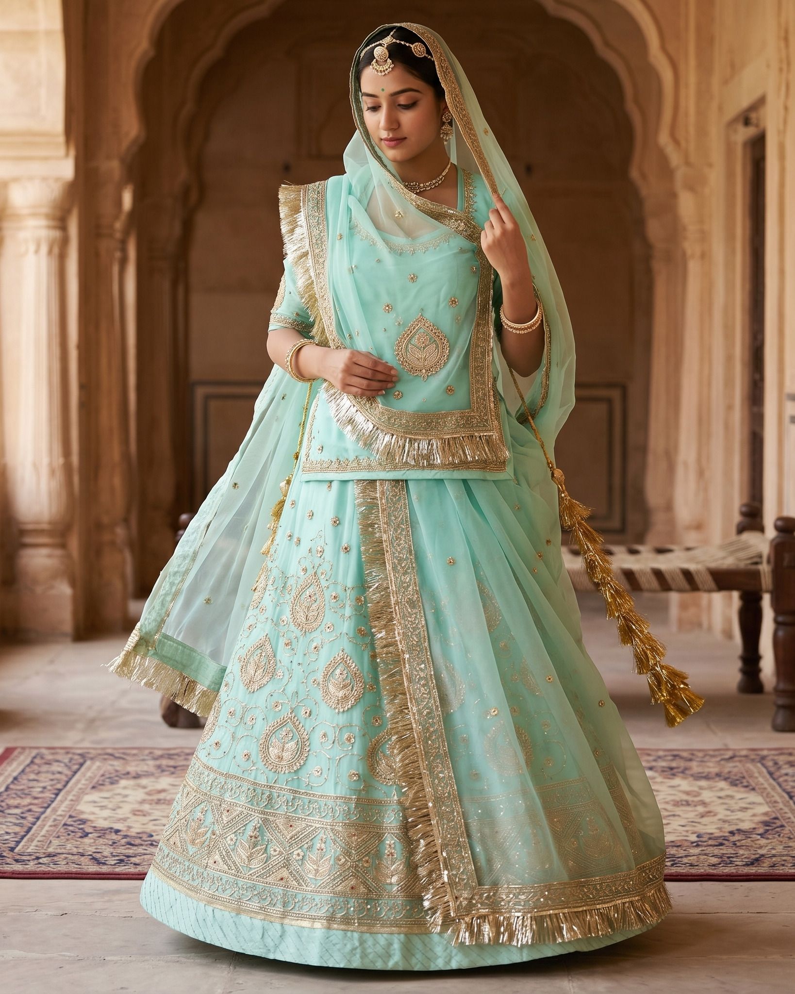 mantushti Embroidered Semi Stitched Rajputi Poshak-picture-12