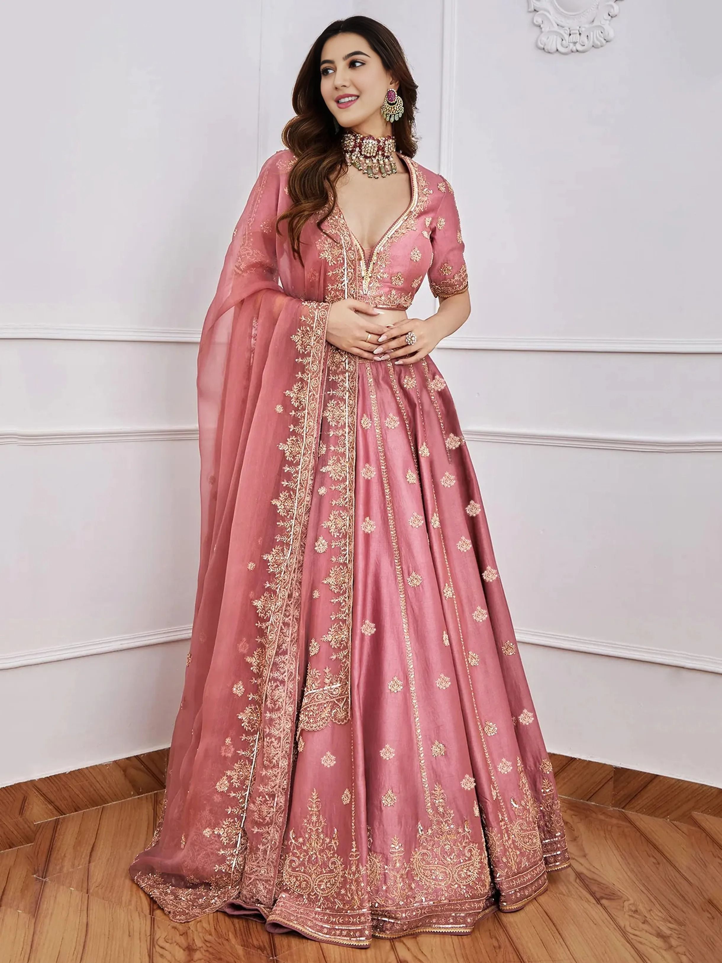 Embroidered Semi Stitched Lehenga & Crop Top-image-41