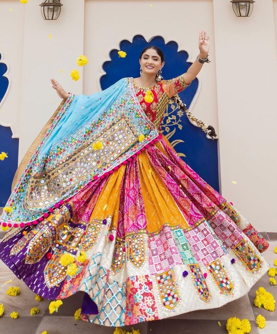 shubh viyan textiles Bandhani, Printed, Leheriya Semi Stitched Lehenga Choli-picture-22