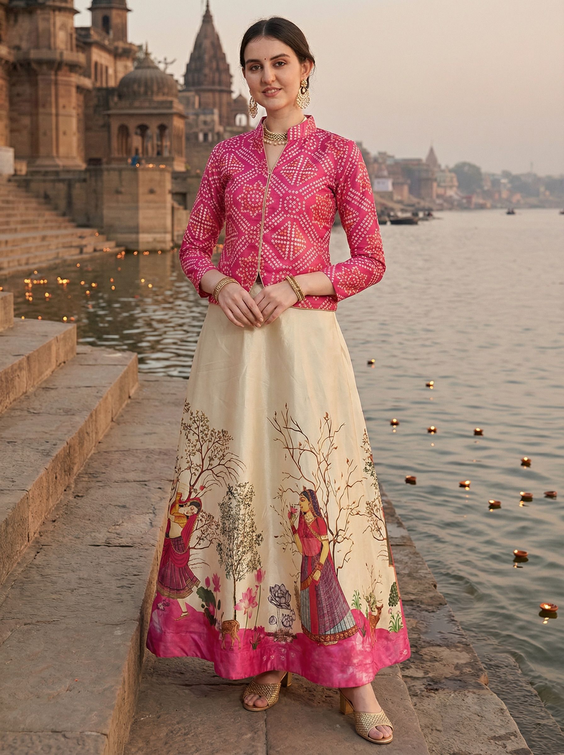 kahiraa wholetex Bandhani, Digital Print Semi Stitched Lehenga & Crop Top-picture-33