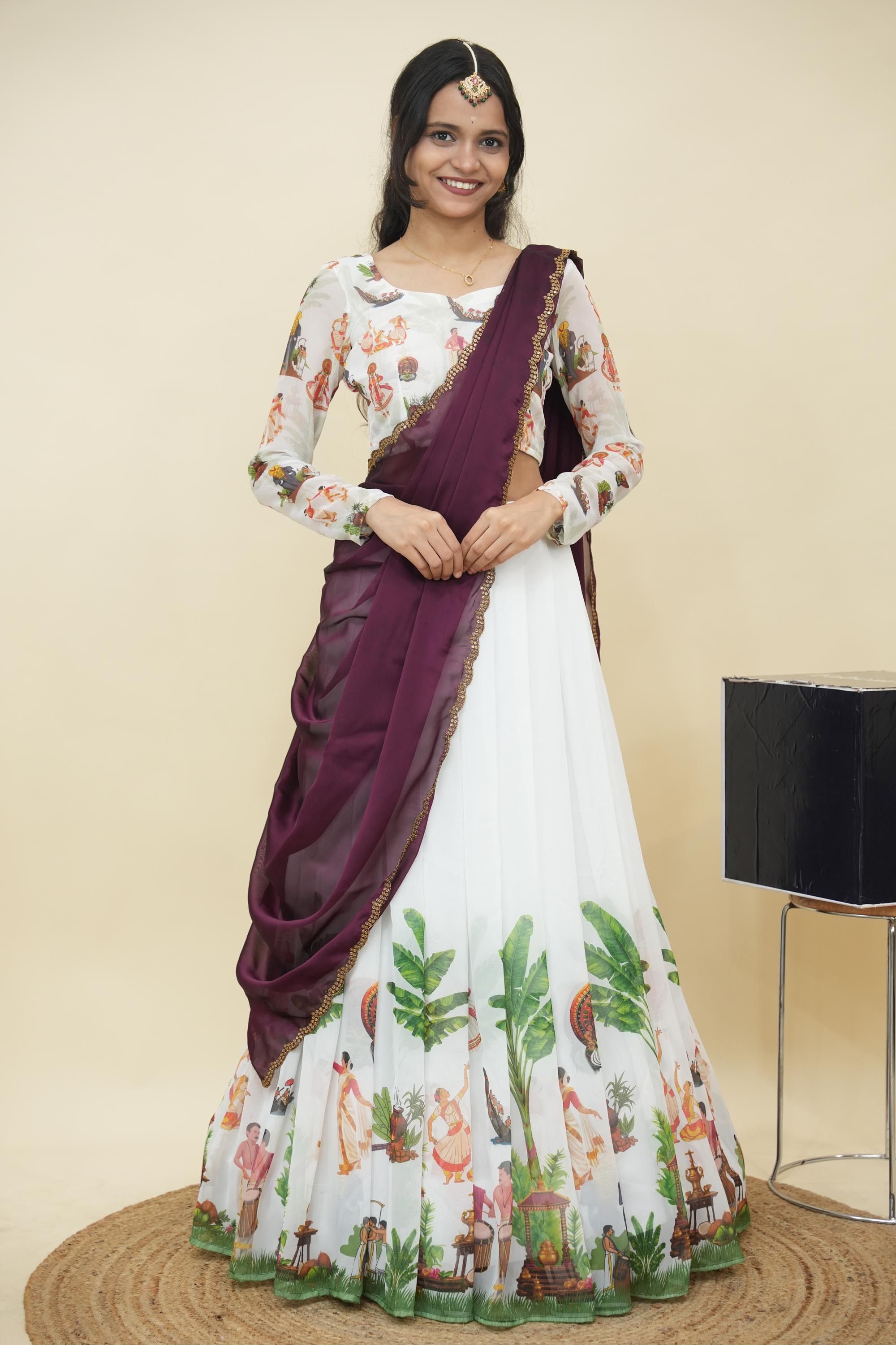 pinkbindi Printed Semi Stitched Lehenga Choli-picture-13