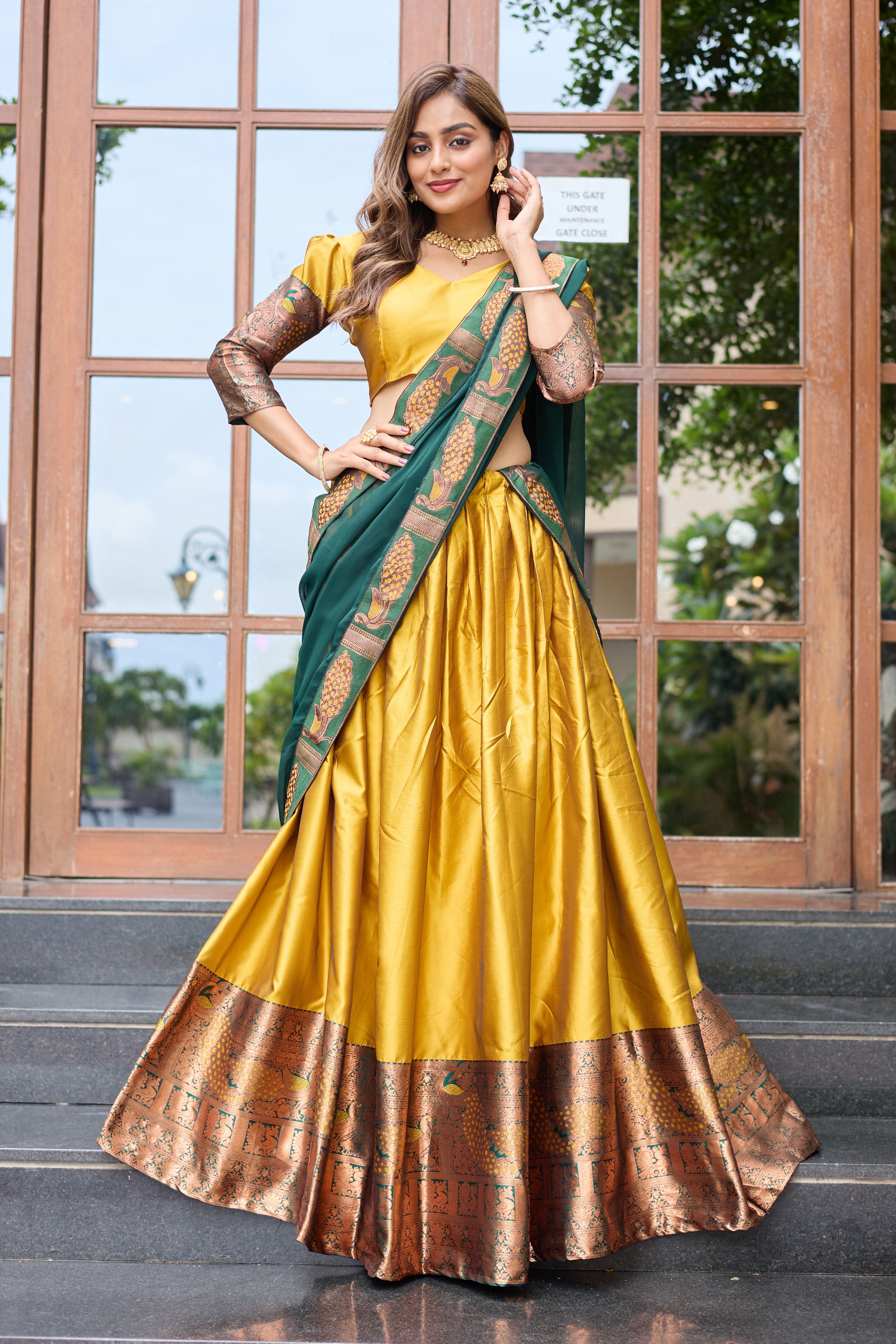 Solid Semi Stitched Lehenga Choli-image-17