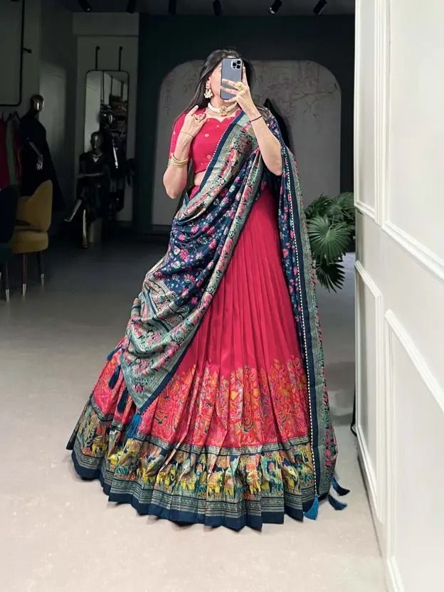 Digital Print Semi Stitched Lehenga & Crop Top-image-2