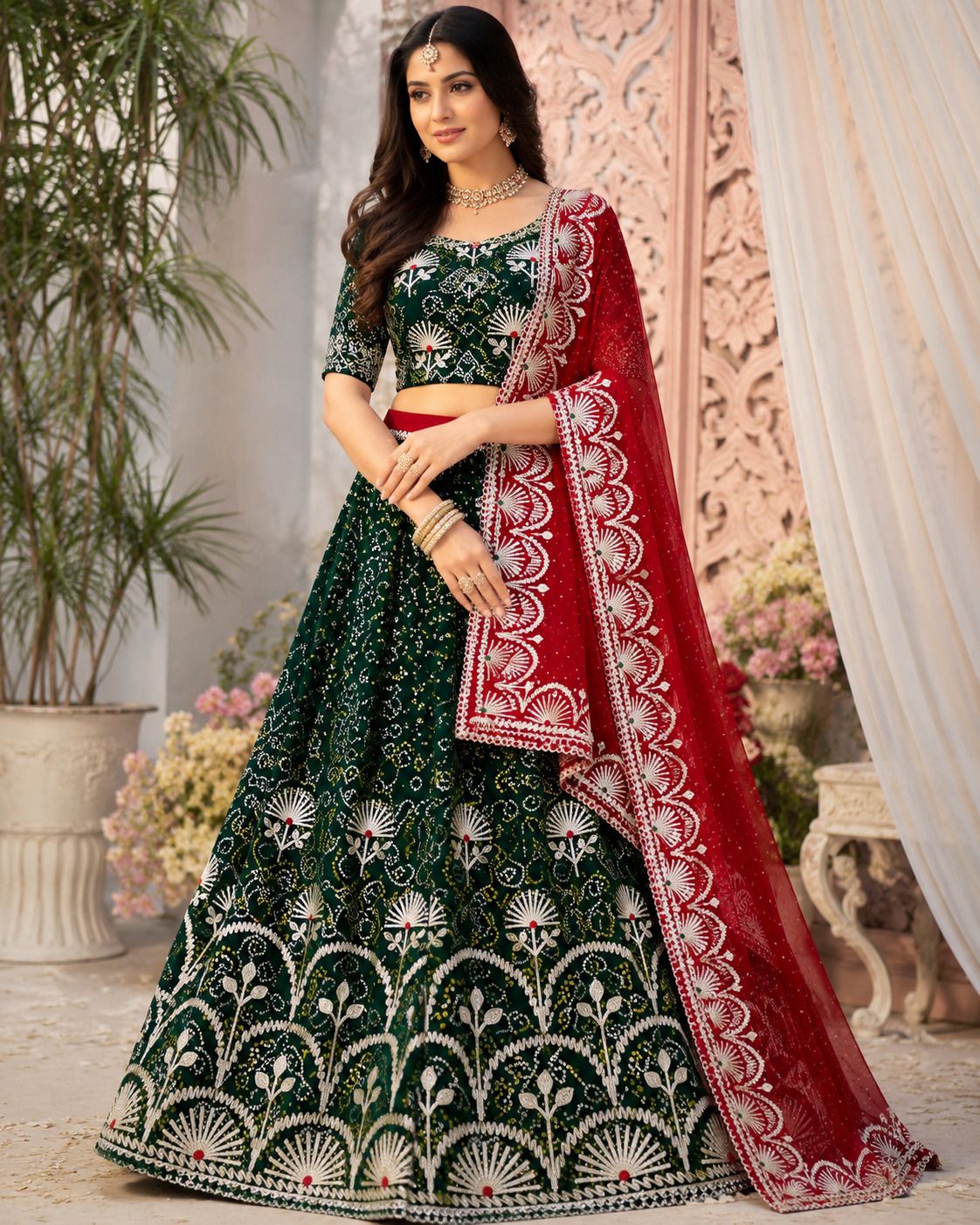 nidhi creation Bandhani Semi Stitched Lehenga Choli-picture-37
