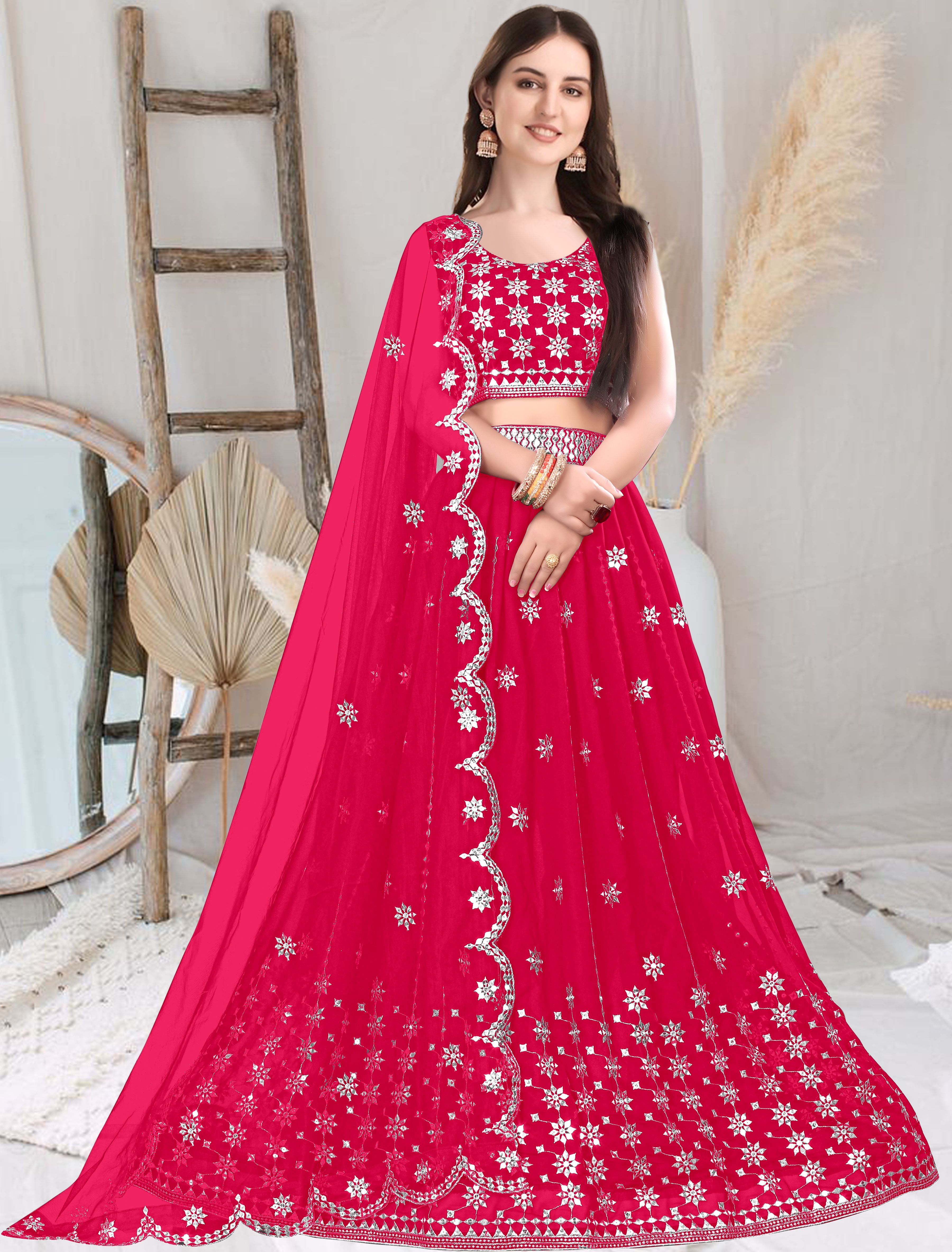 f plus fashion Embroidered Semi Stitched Lehenga Choli-picture-24