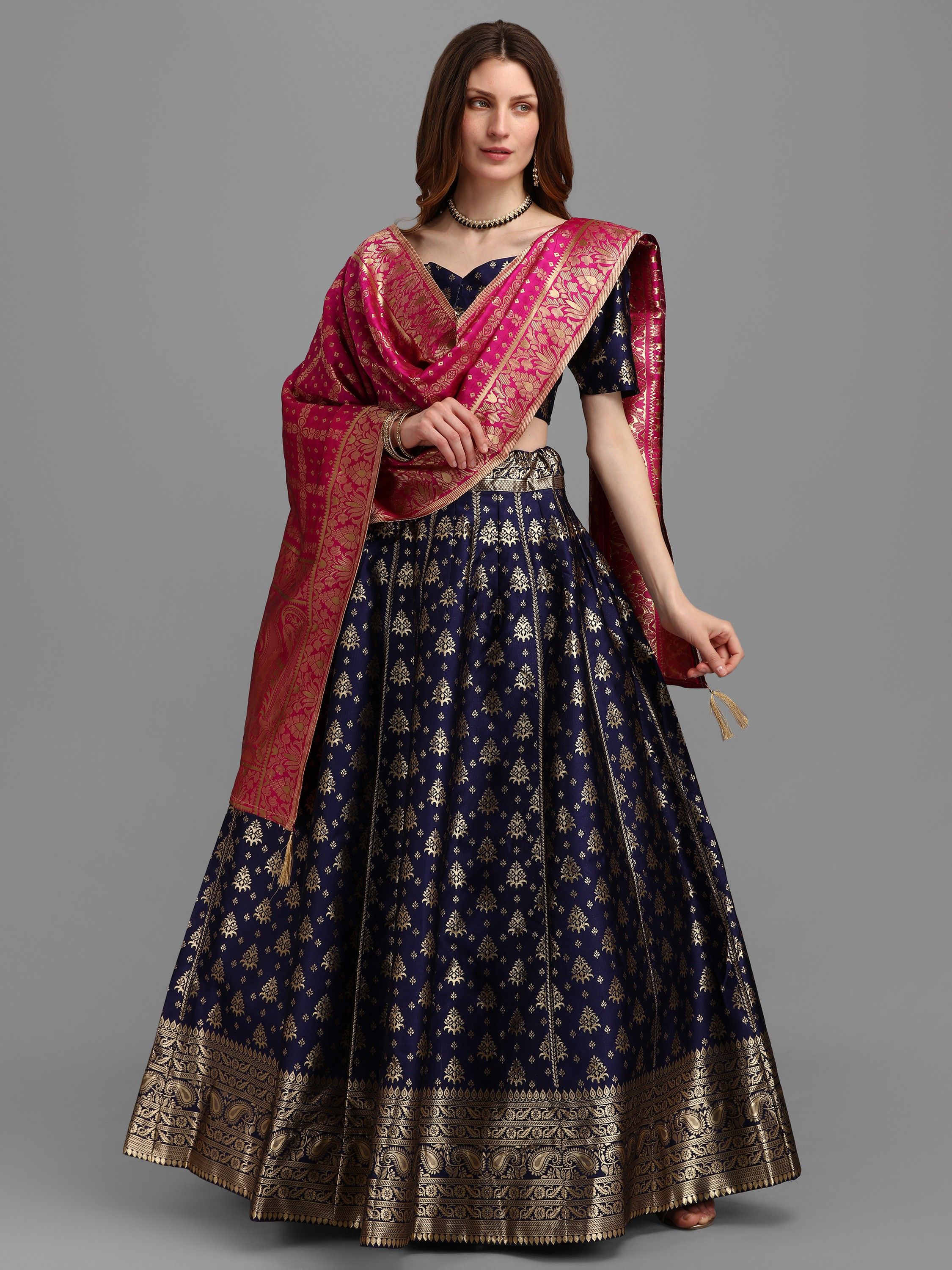 Self Design Semi Stitched Lehenga Choli-image-21