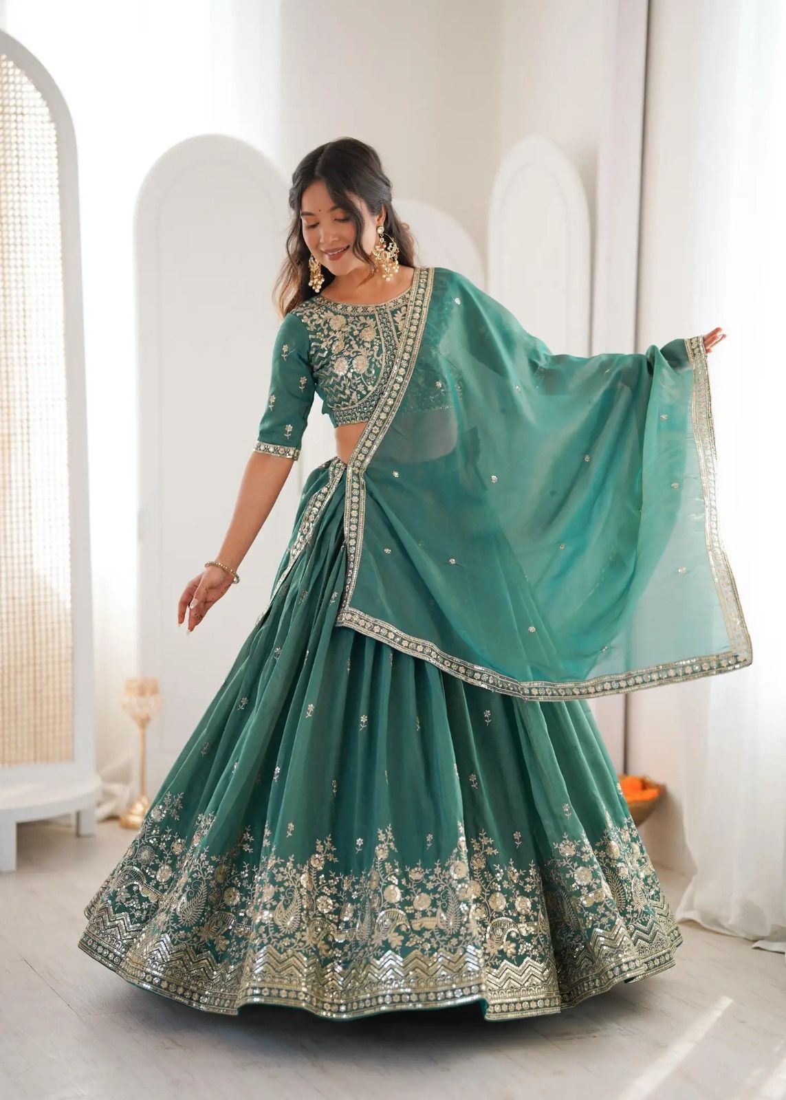 Embroidered Semi Stitched Lehenga Choli-image-42