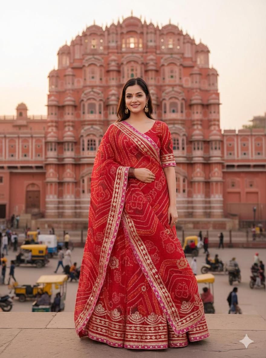 rd impex Bandhani Semi Stitched Lehenga Choli-picture-10