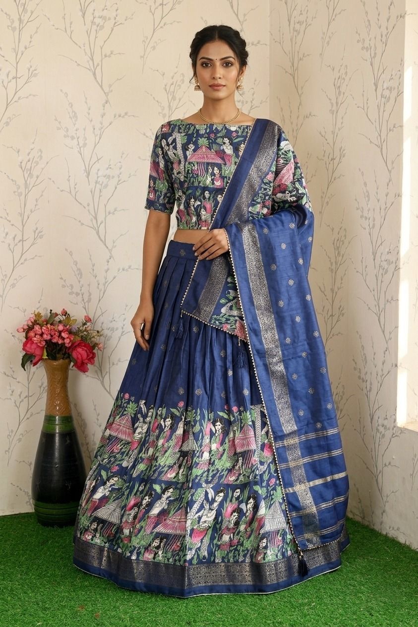vibeforcehub Floral Print Semi Stitched Lehenga Choli-picture-11