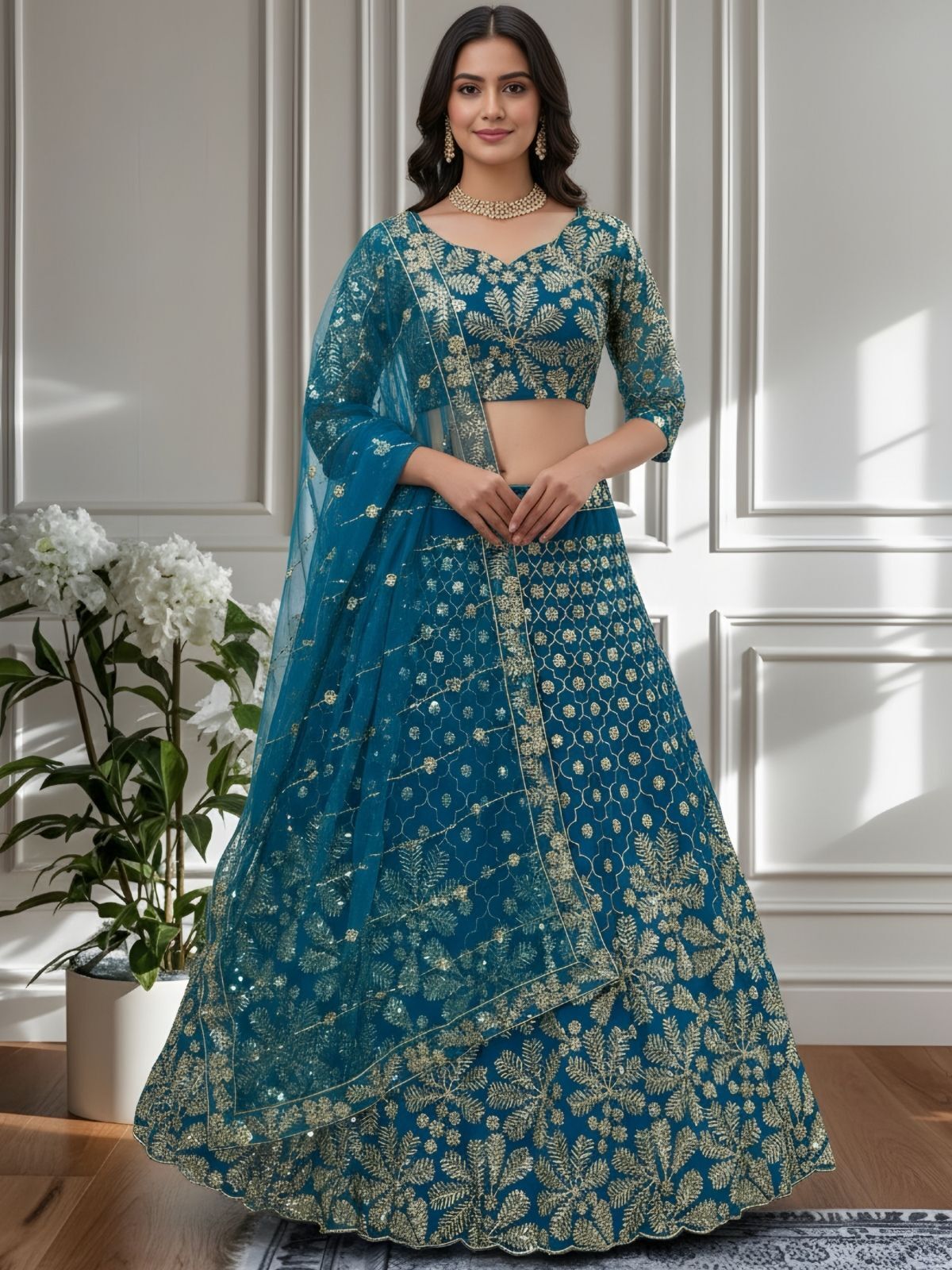odette Embroidered Semi Stitched Lehenga Choli-picture-34