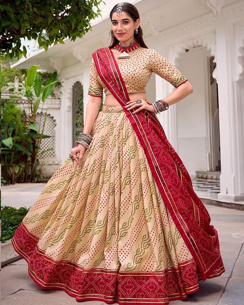Printed Semi Stitched Lehenga Choli