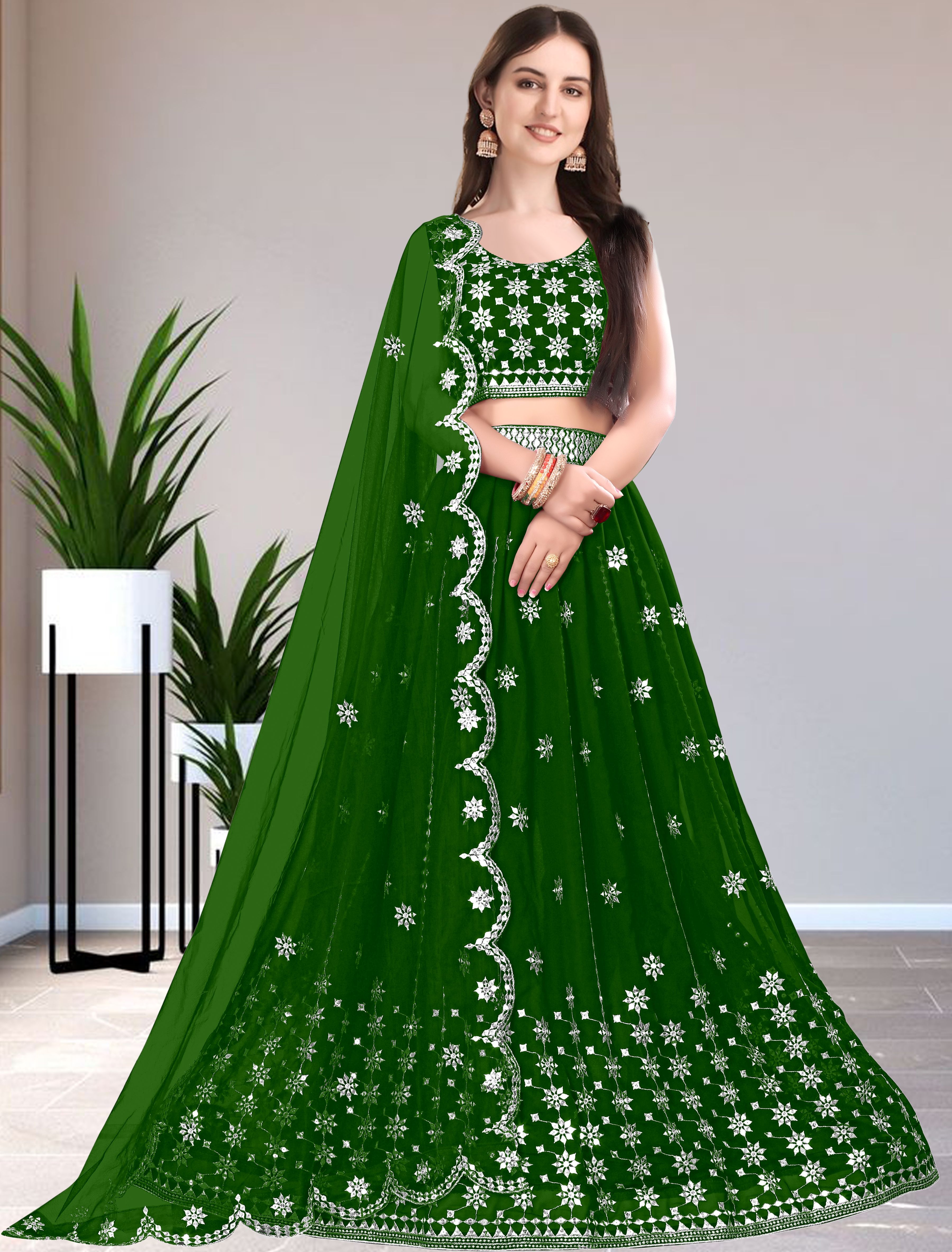 women wed Embroidered Semi Stitched Lehenga Choli-picture-14