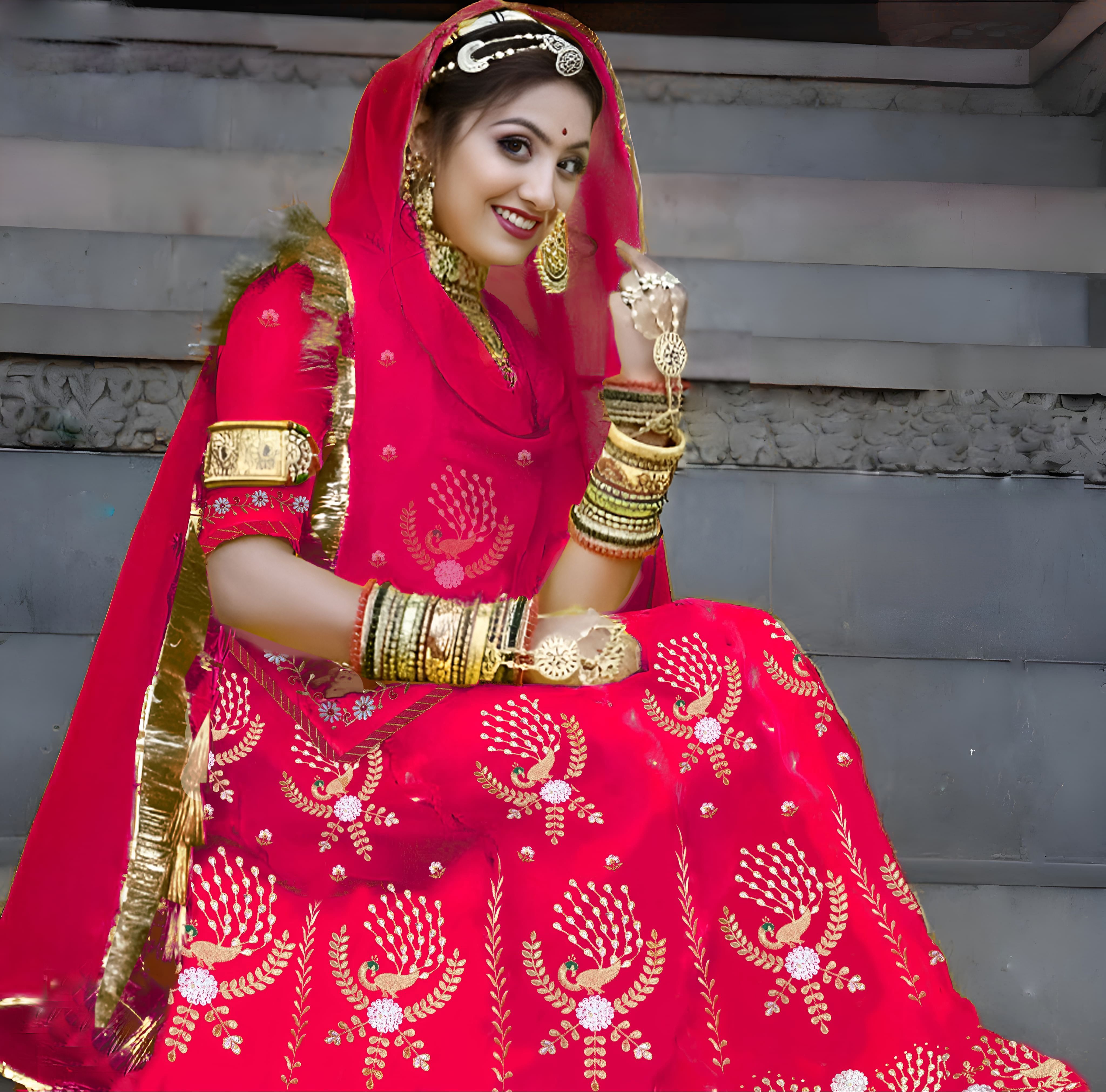 house of common Embroidered Semi Stitched Rajasthani Poshak-picture-27