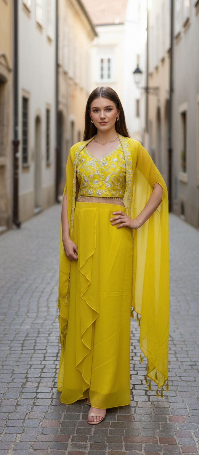 Embroidered Stitched Lehenga & Crop Top-image-3