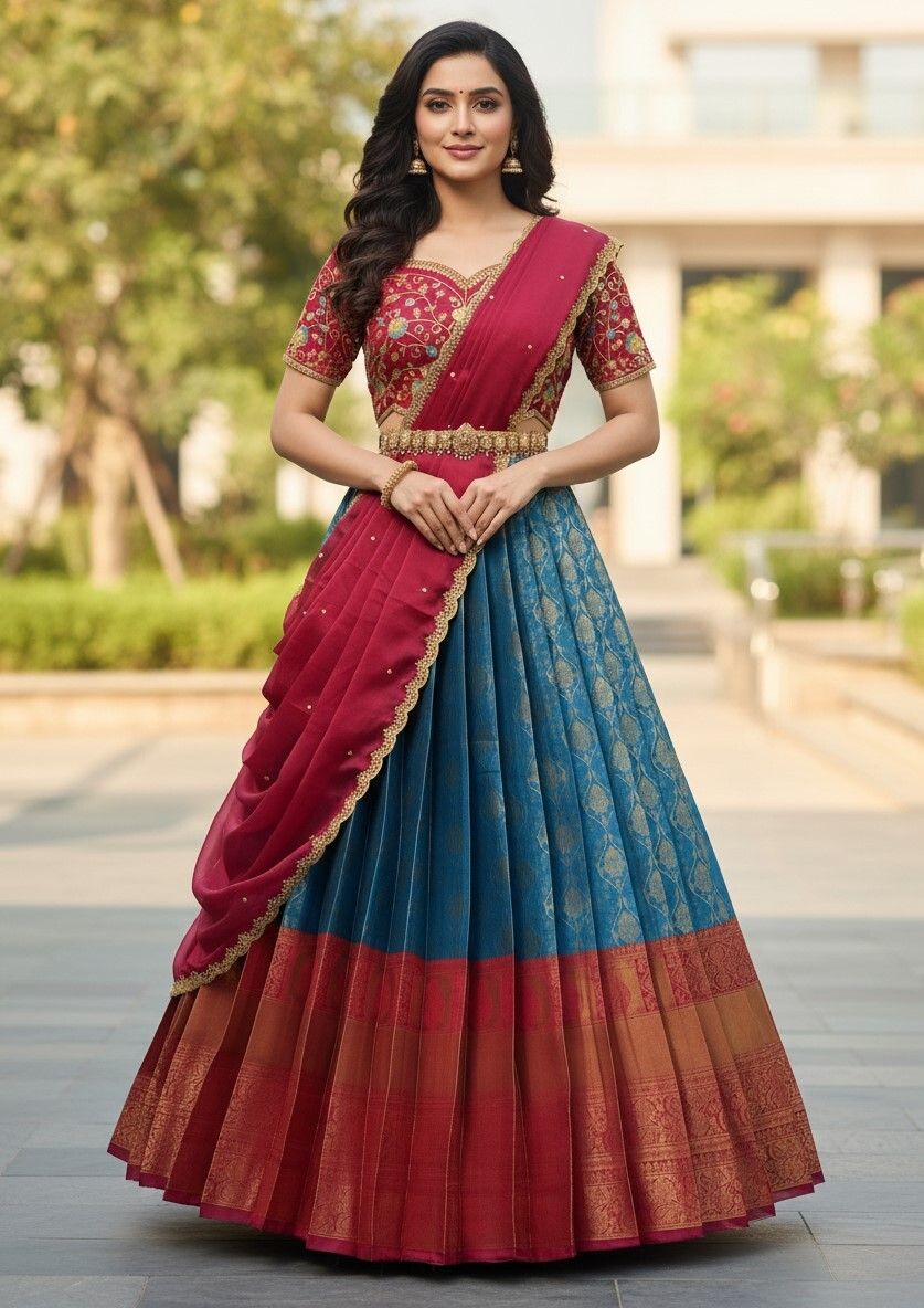 divastri Solid Semi Stitched Lehenga Choli-picture-12