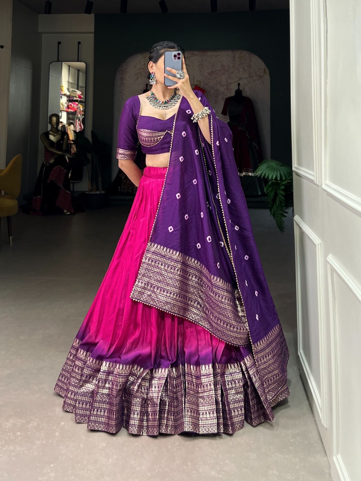 mitrabiz Self Design Semi Stitched Lehenga Choli-picture-16