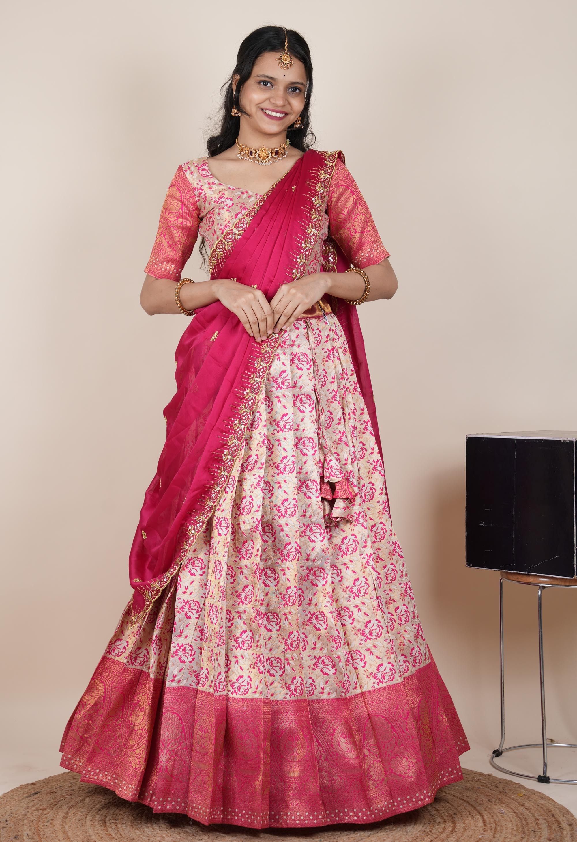 Solid Semi Stitched Lehenga Choli