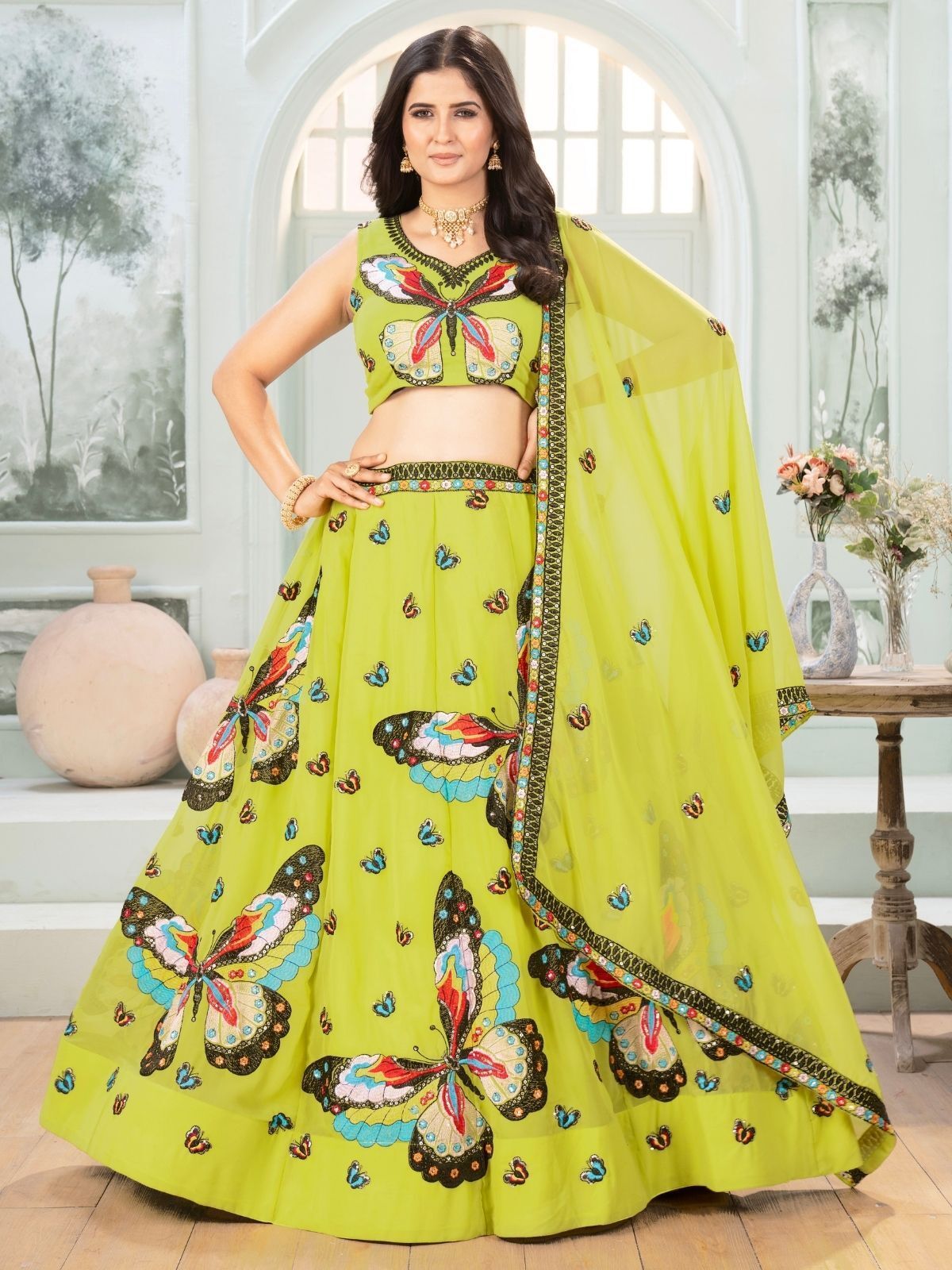 odette Embroidered Semi Stitched Lehenga Choli-picture-20