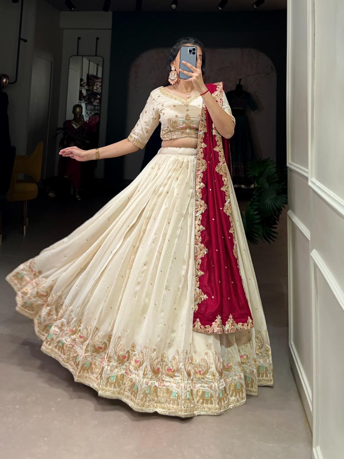 Embroidered Semi Stitched Lehenga Choli