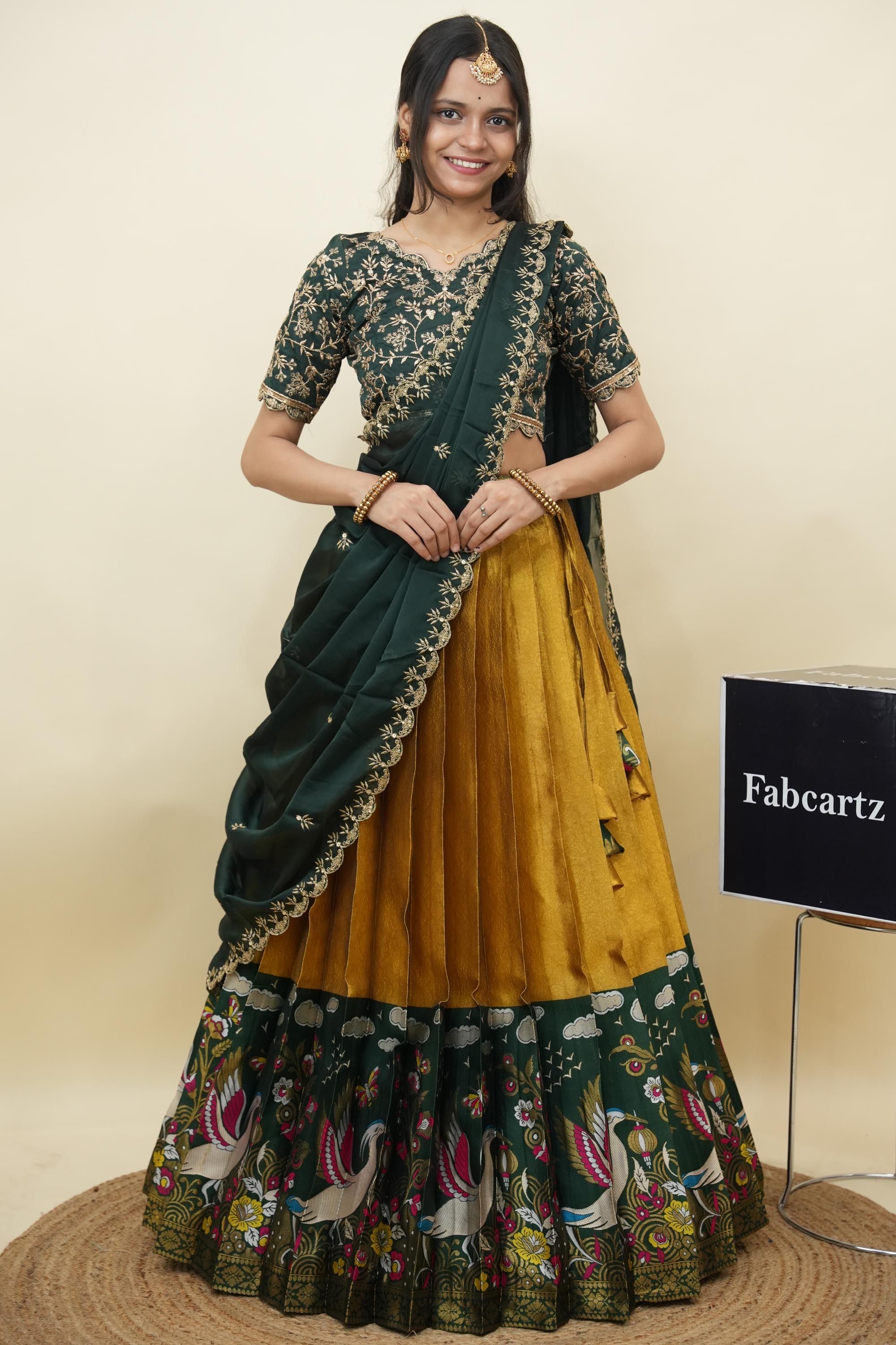 fabcartz Solid Semi Stitched Lehenga Choli-picture-12