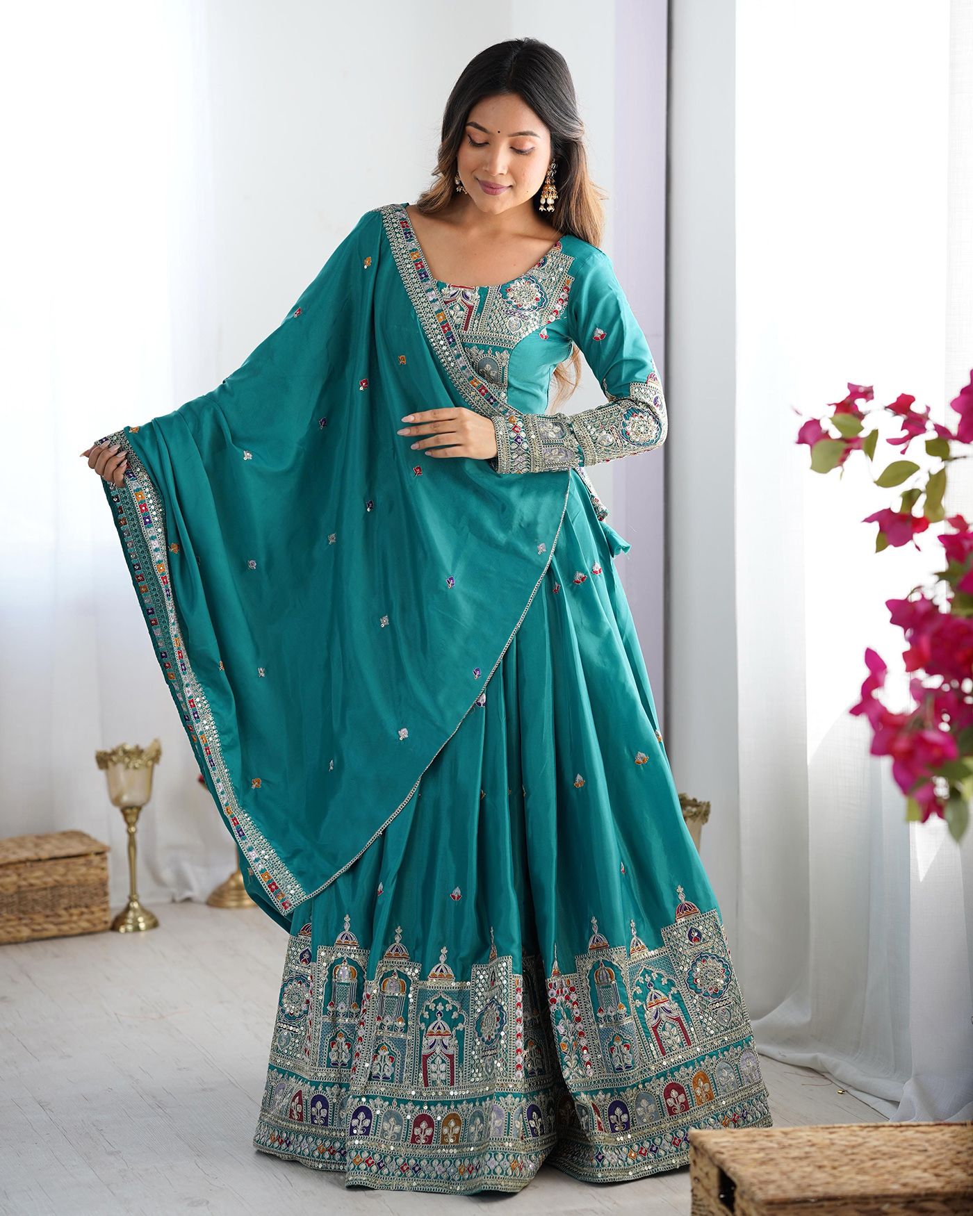 kedar fab Embroidered Semi Stitched Lehenga Choli-picture-11