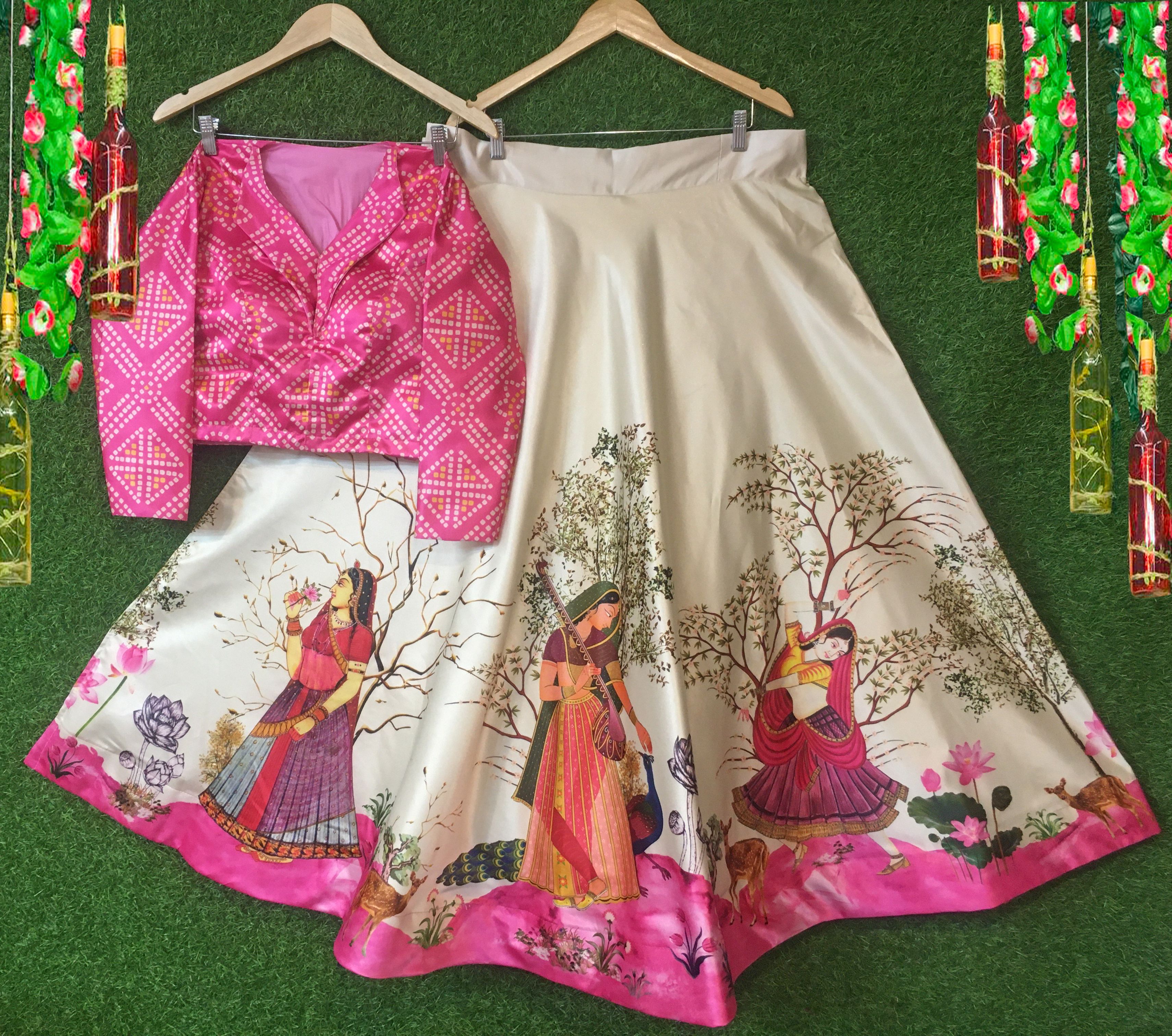 Digital Print Semi Stitched Lehenga & Crop Top-image-7