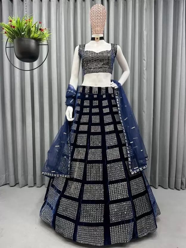 queddy's Solid, Embellished Semi Stitched Lehenga Choli-picture-20