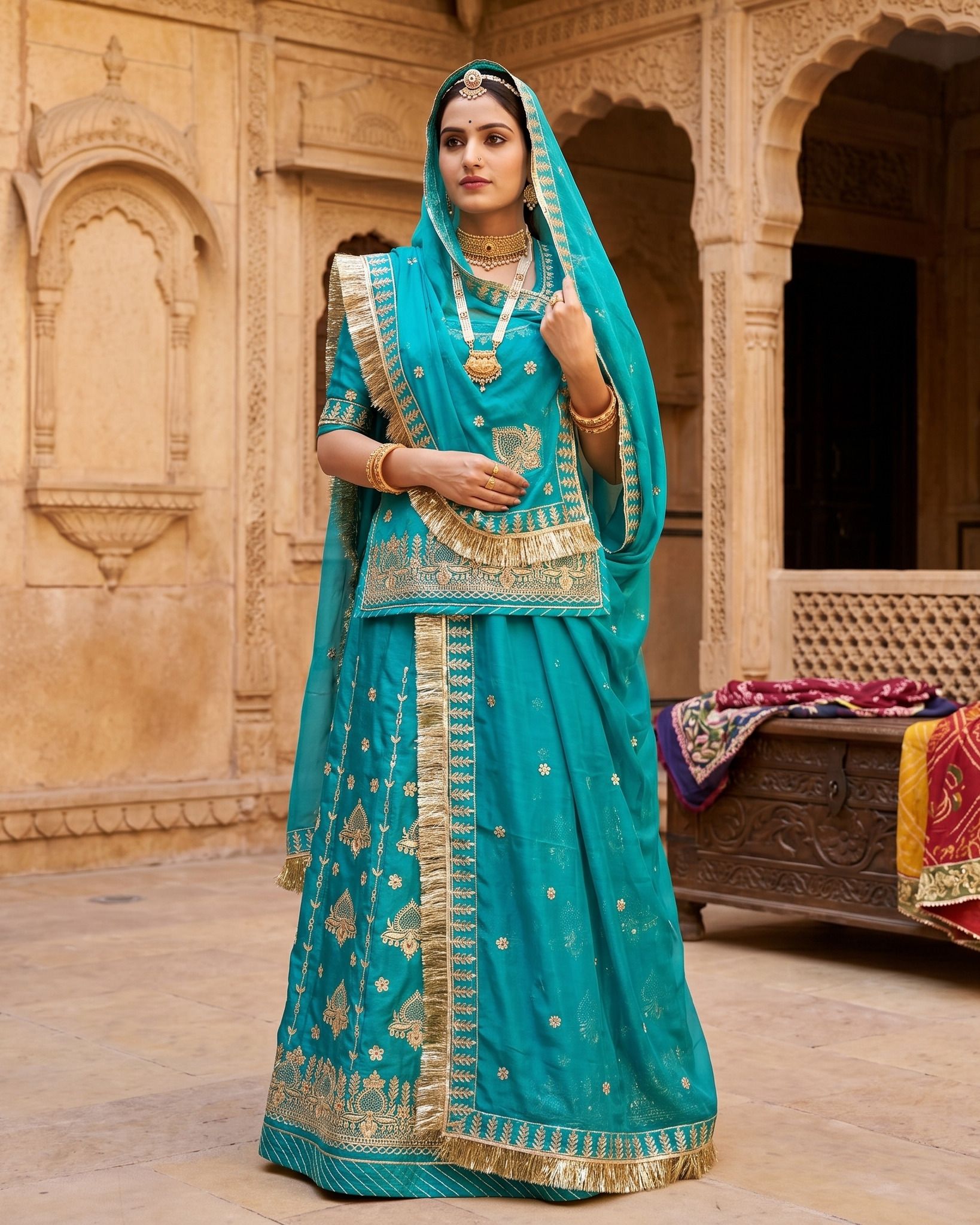mantushti Embroidered Semi Stitched Rajputi Poshak-picture-48