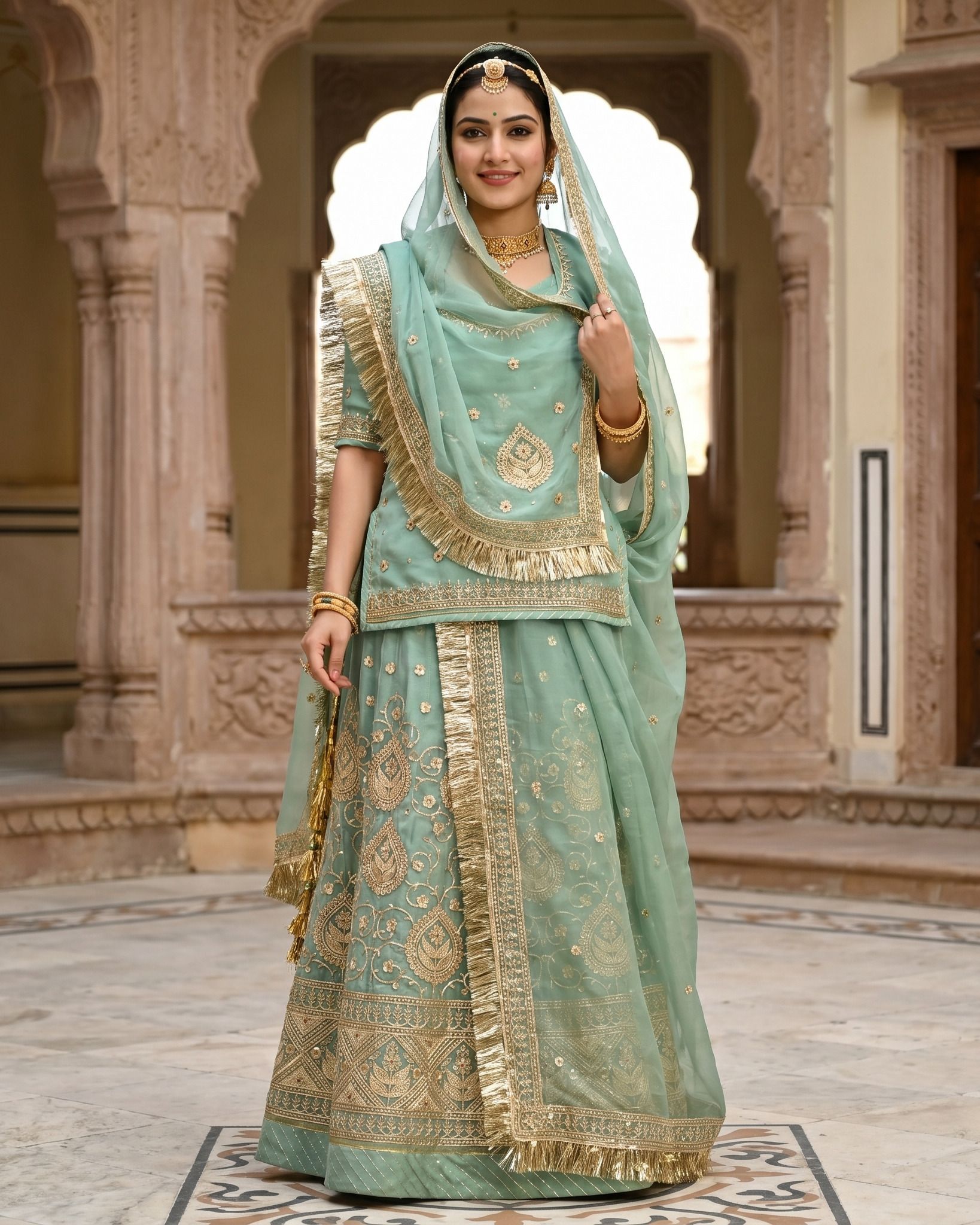 mantushti Embroidered Semi Stitched Rajputi Poshak-picture-13