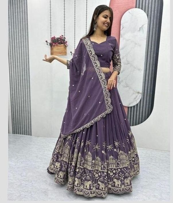 Embroidered Semi Stitched Lehenga Choli