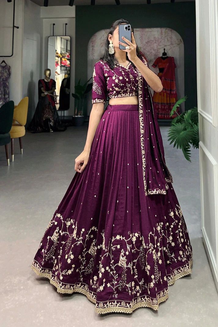 Embroidered Semi Stitched Lehenga Choli-image-12