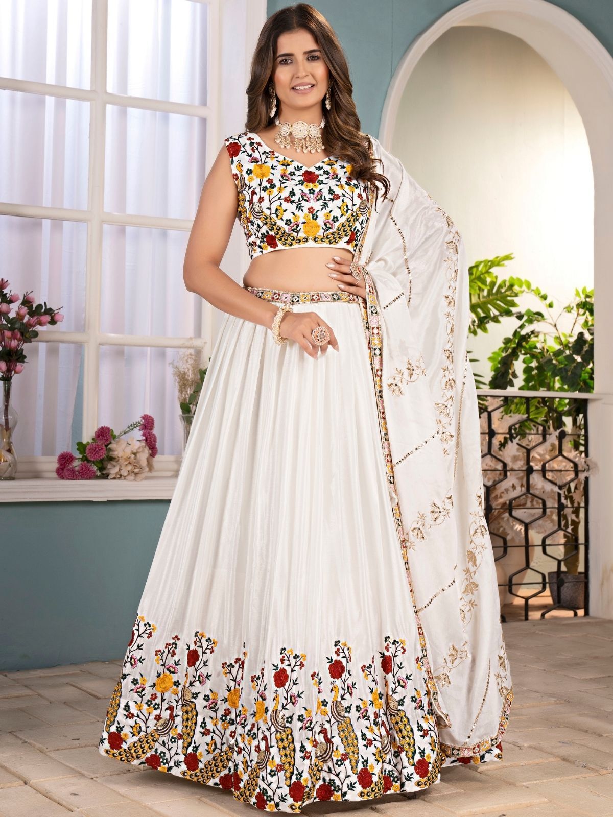 odette Embroidered Semi Stitched Lehenga Choli-picture-27