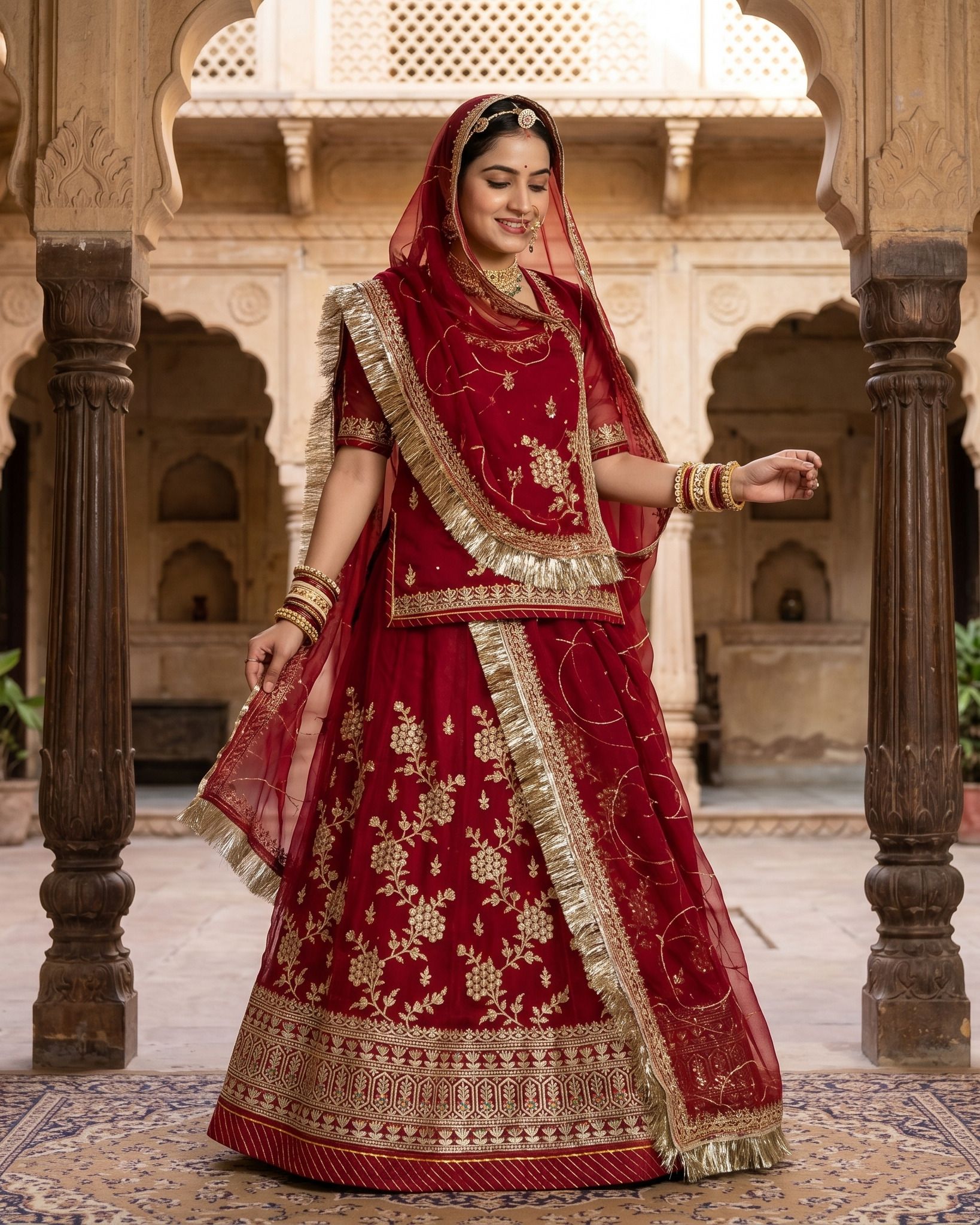 mantushti Embroidered Semi Stitched Rajputi Poshak-picture-19