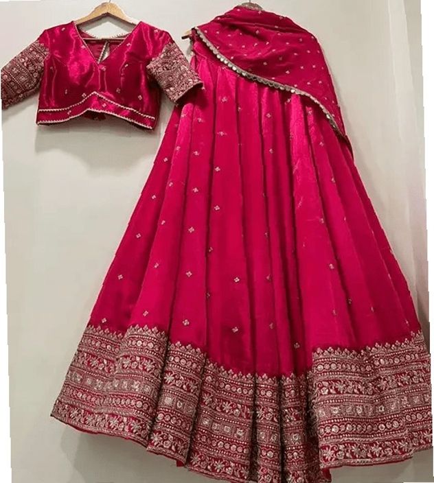 Solid, Embroidered Semi Stitched Lehenga Choli-image-45