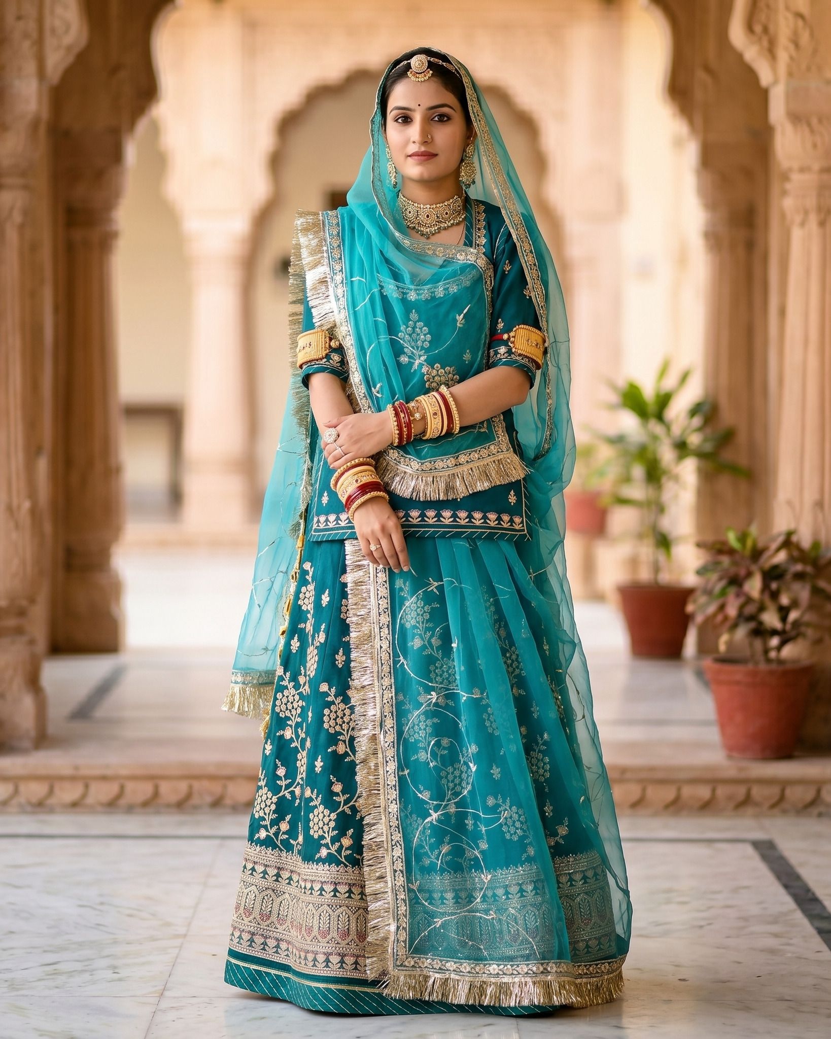 mantushti Embroidered Semi Stitched Rajputi Poshak-picture-22