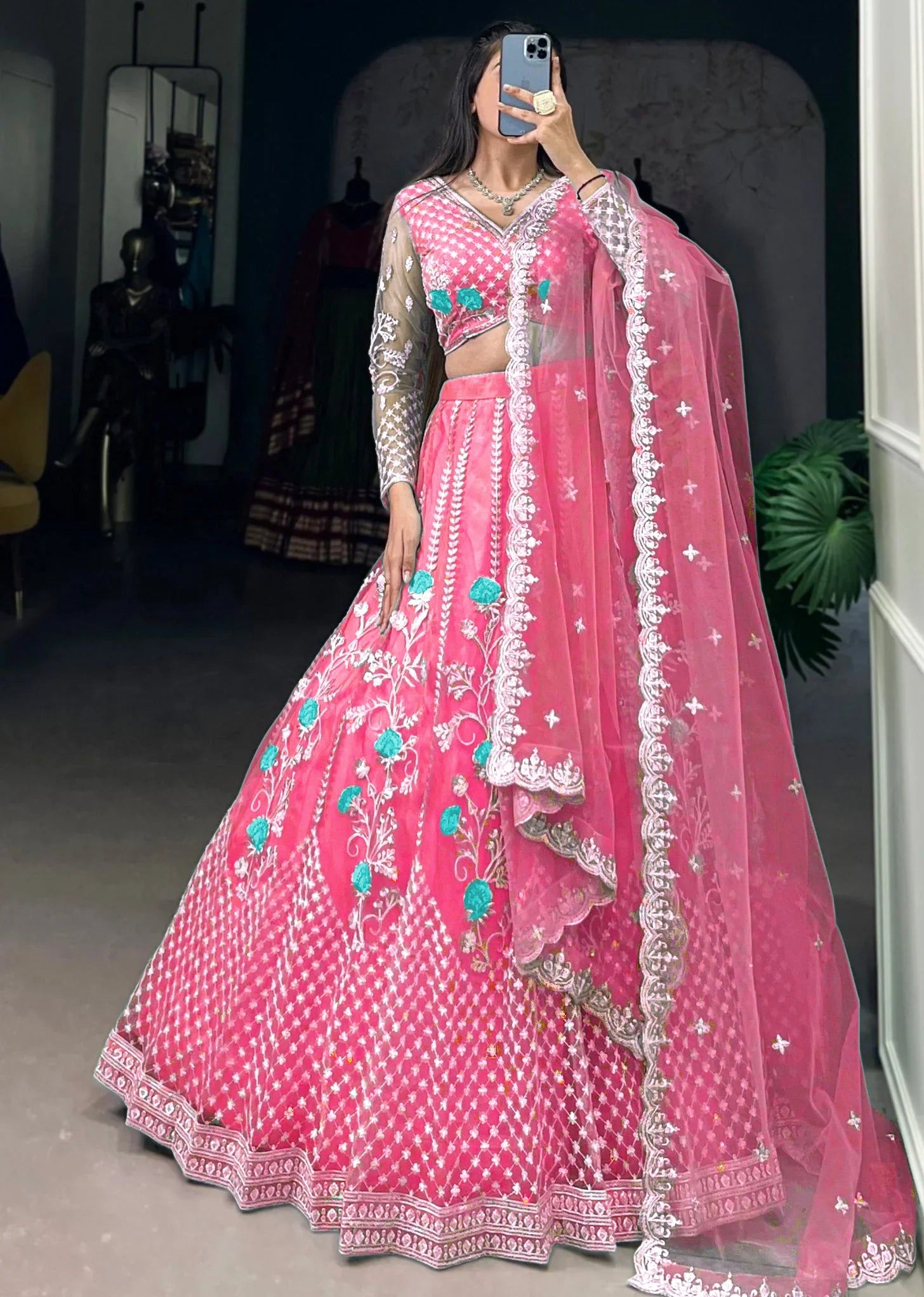 cute fellow Embroidered Semi Stitched Lehenga Choli-picture-13